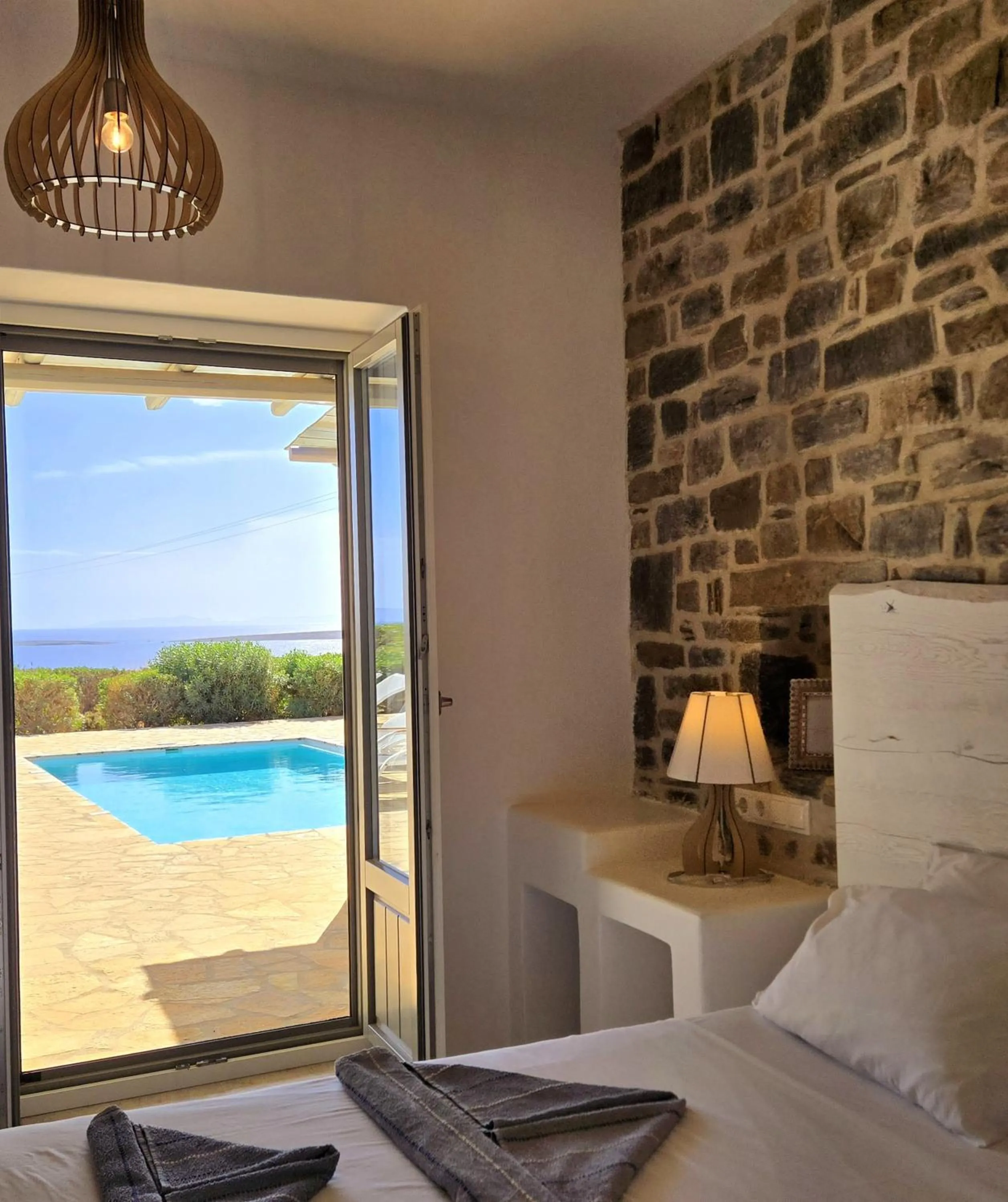 Bed in Paros Afrodite Luxury Villas