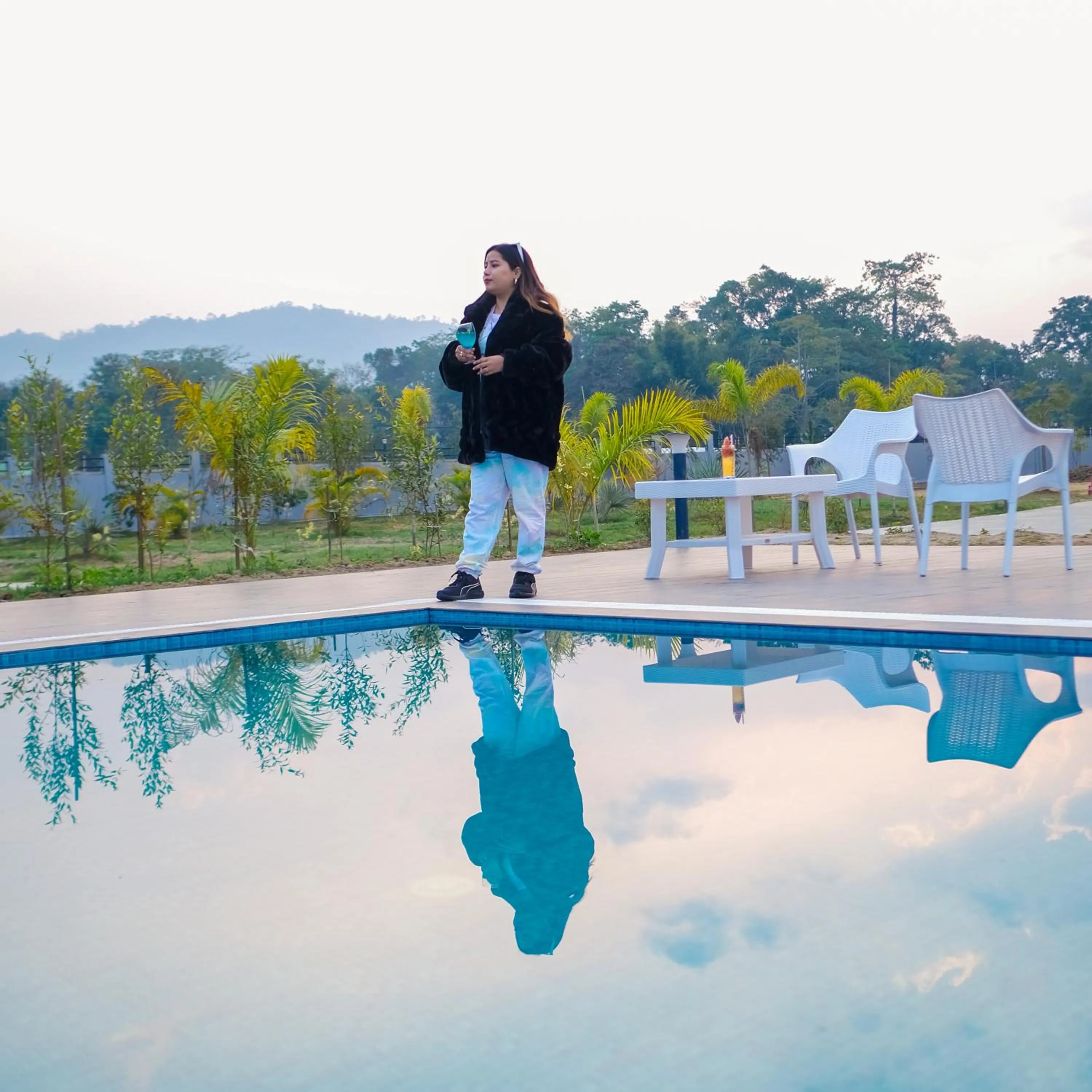 Pool view in Finn's Weaver Resort, Kaziranga