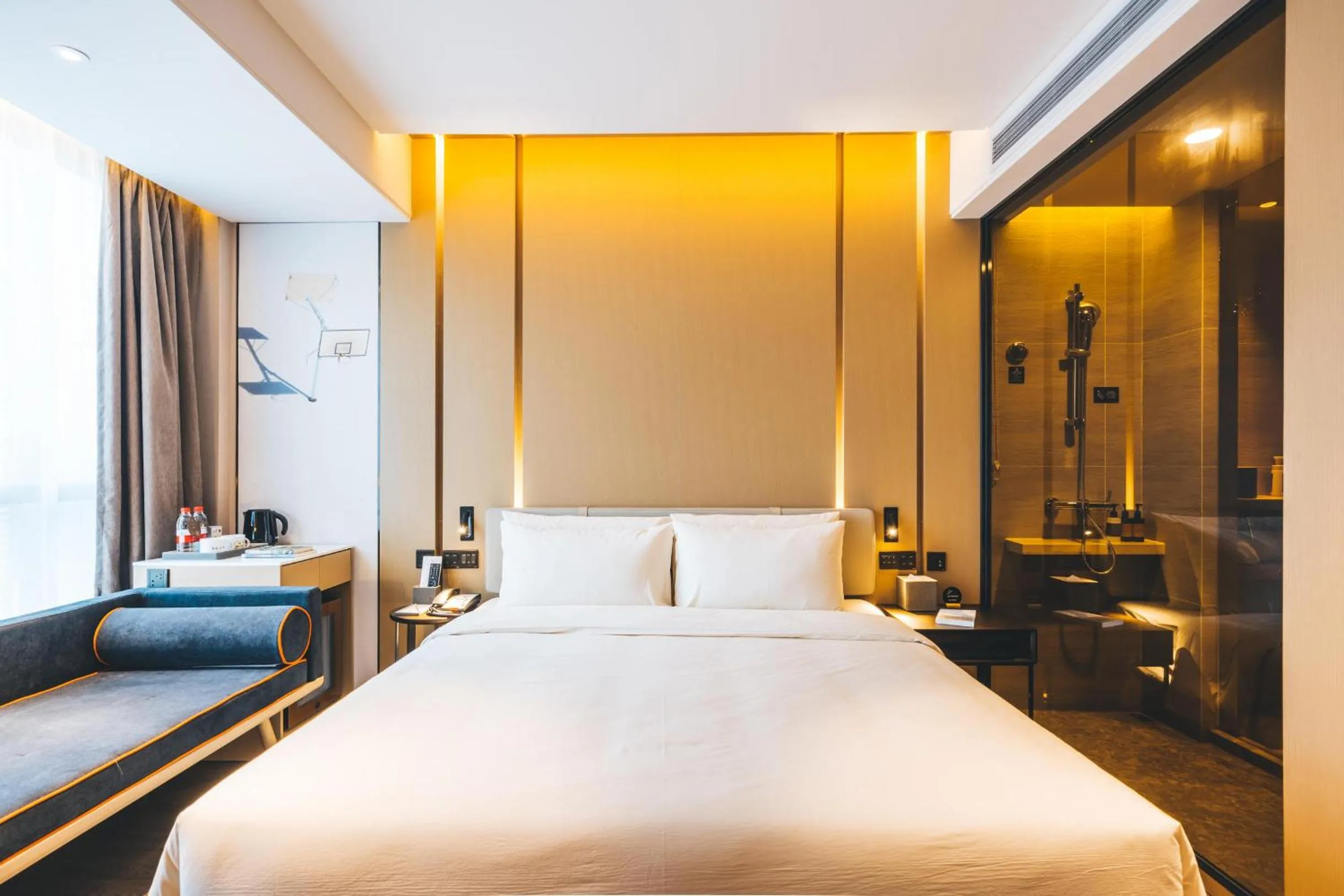 Bed in Atour Hotel Hangzhou Binjiang Olympic Sports