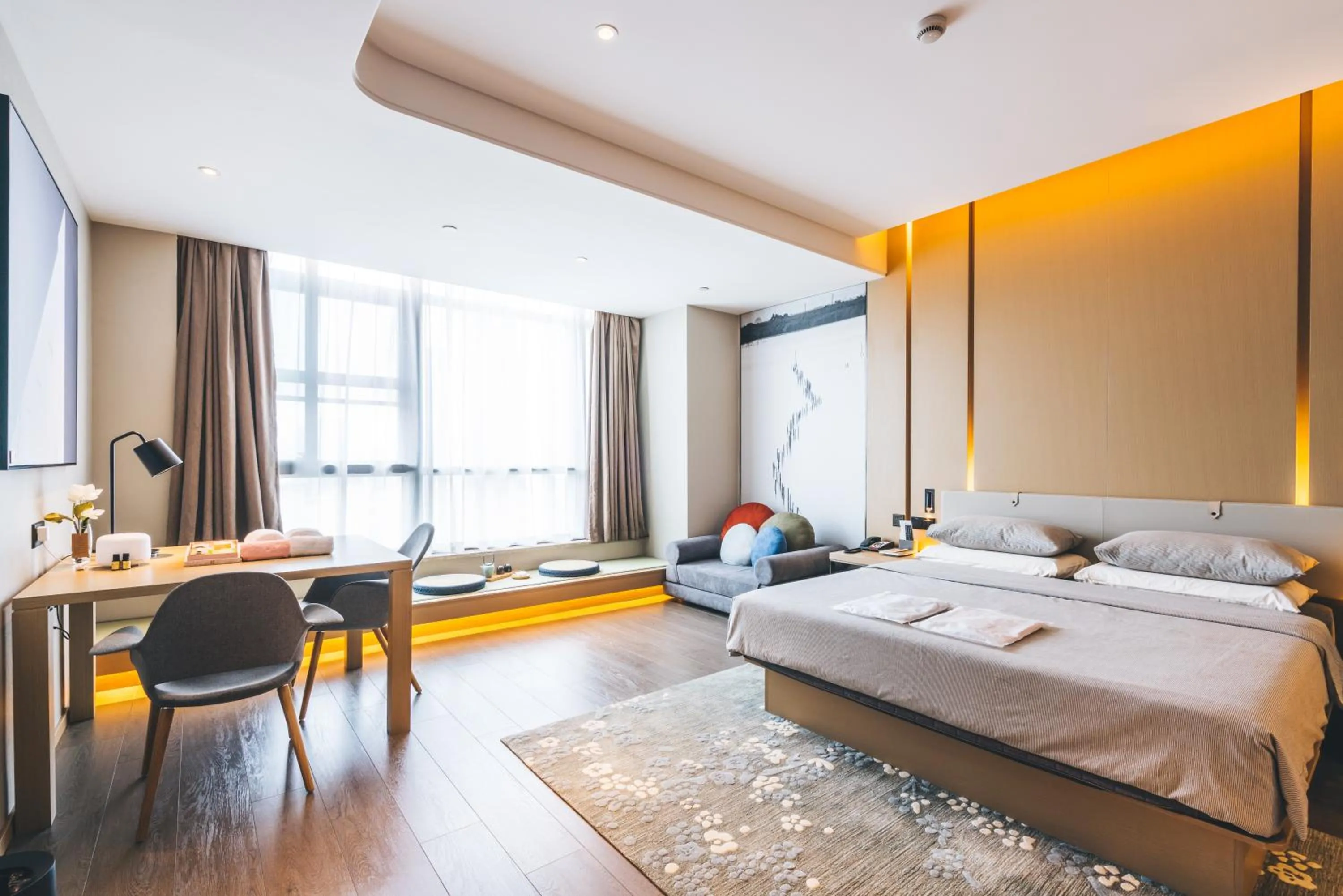 Bed in Atour Hotel Hangzhou Binjiang Olympic Sports