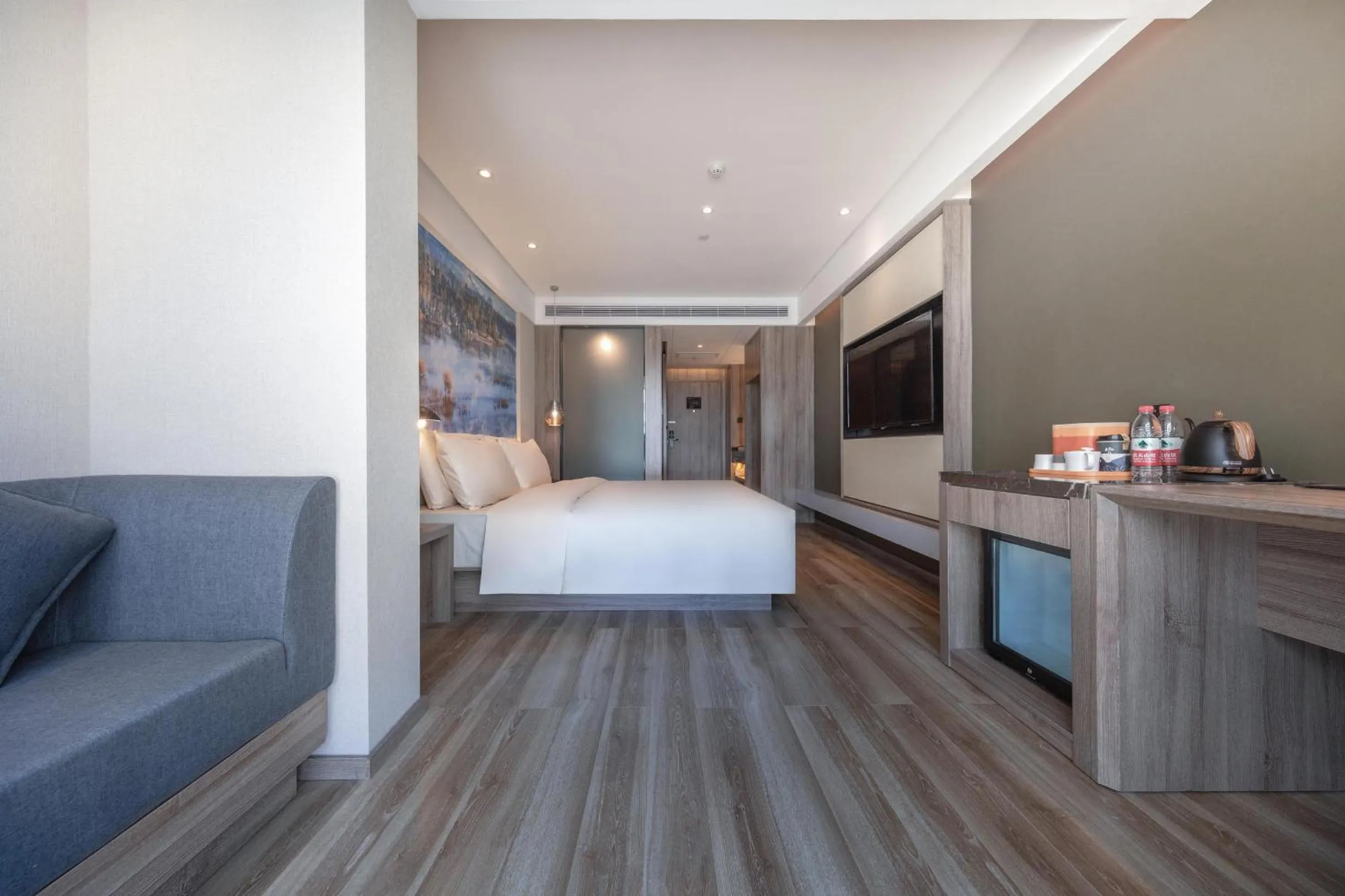 Bed in Atour Hotel Kunming South High Speed ​​Railway Station University Town