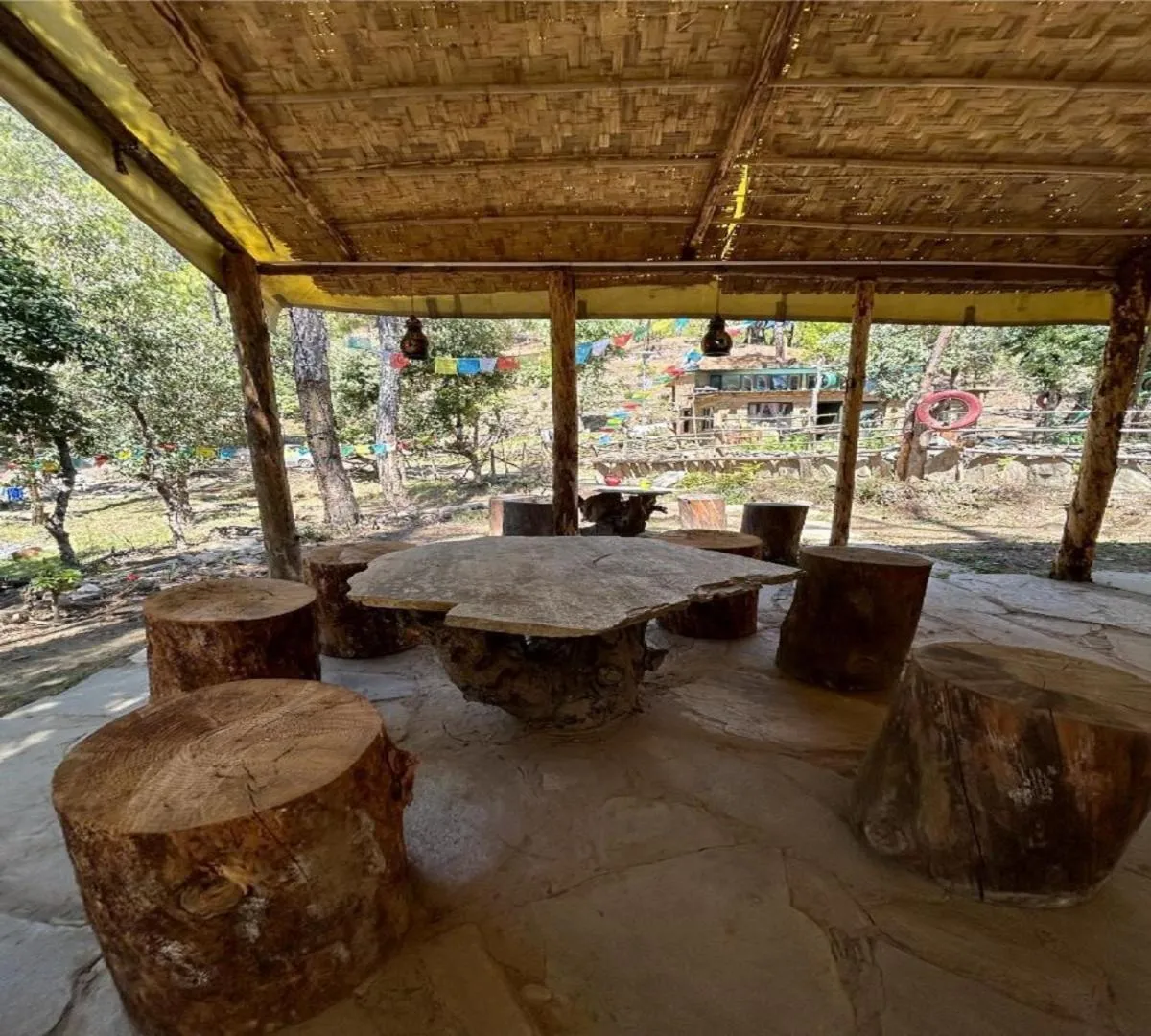 Seating area in Glampinn Woods