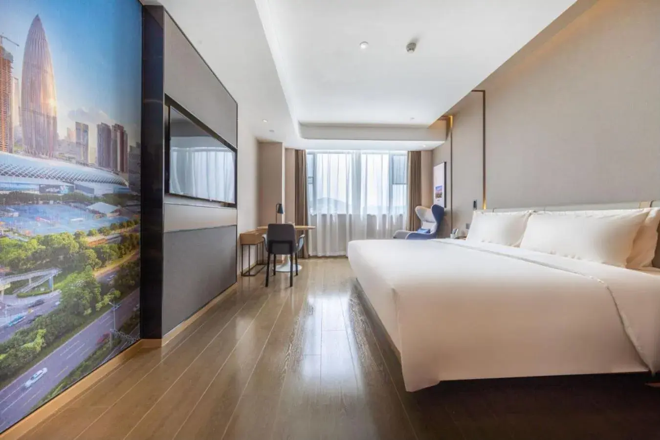 Photo of the whole room, Bed in Atour Hotel Guangzhou Baiyun New Town Jiangxia Metro Station Photo of the whole room, Bed in Atour Hotel Guangzhou Baiyun New Town Jiangxia Metro Station