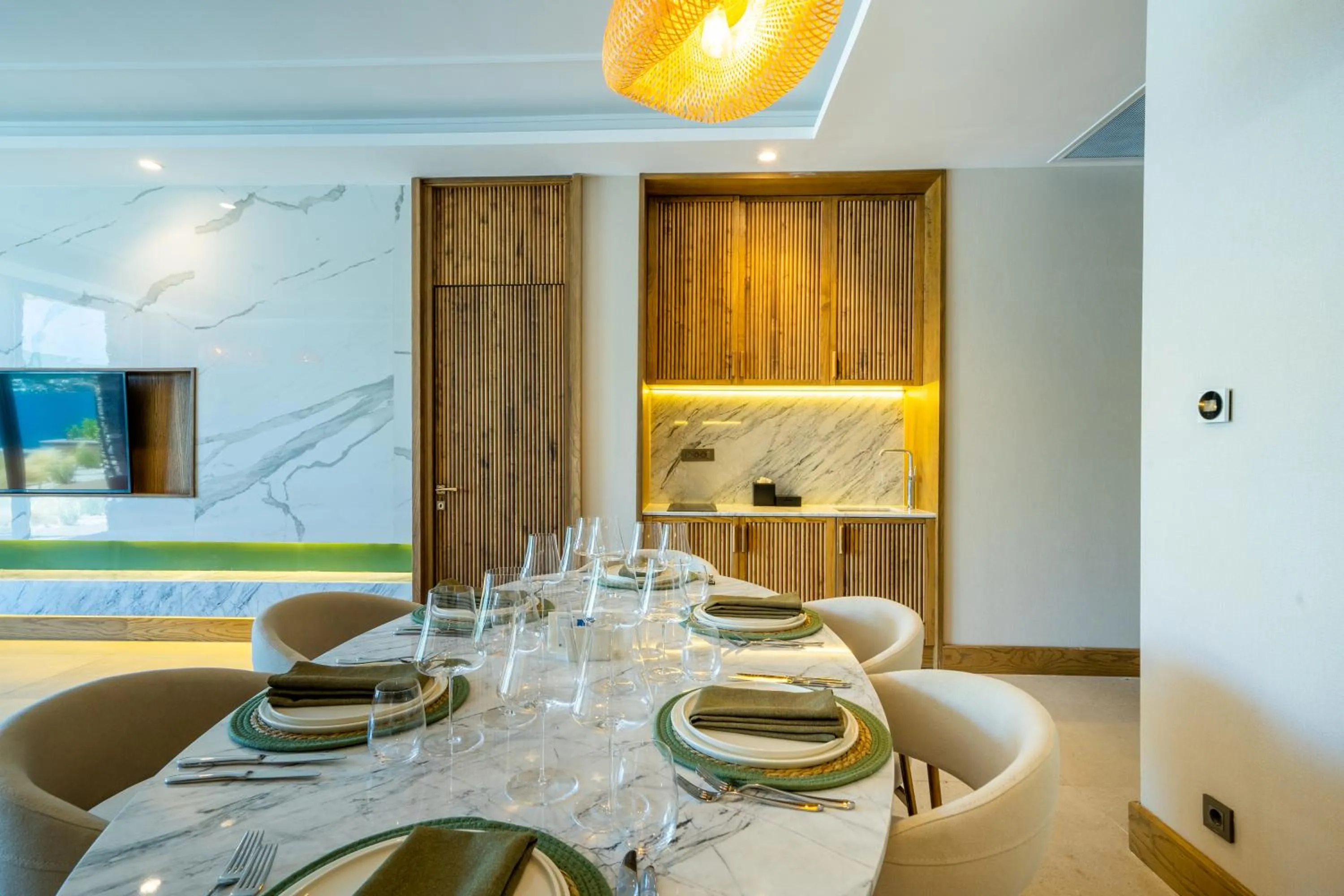 Dining area in La Blanche Island Bodrum