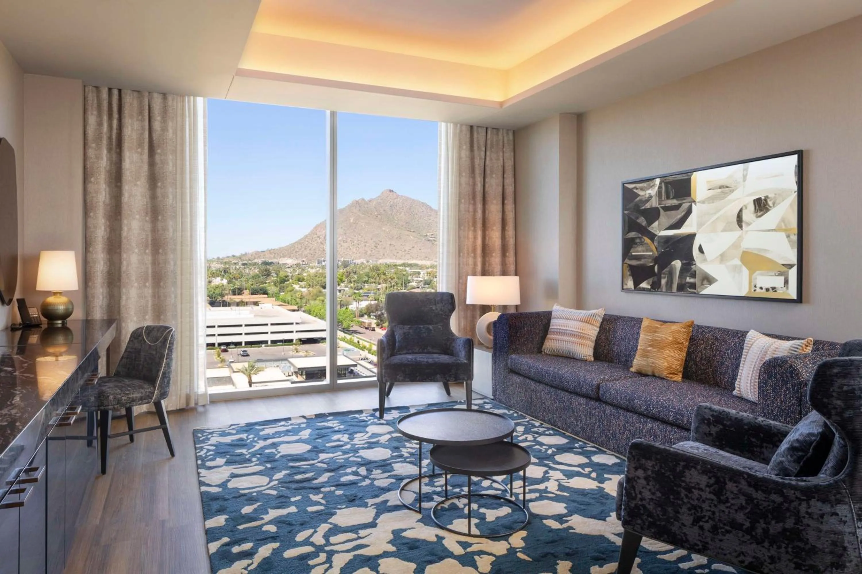 Living room in Caesars Republic Scottsdale, a Hilton Hotel