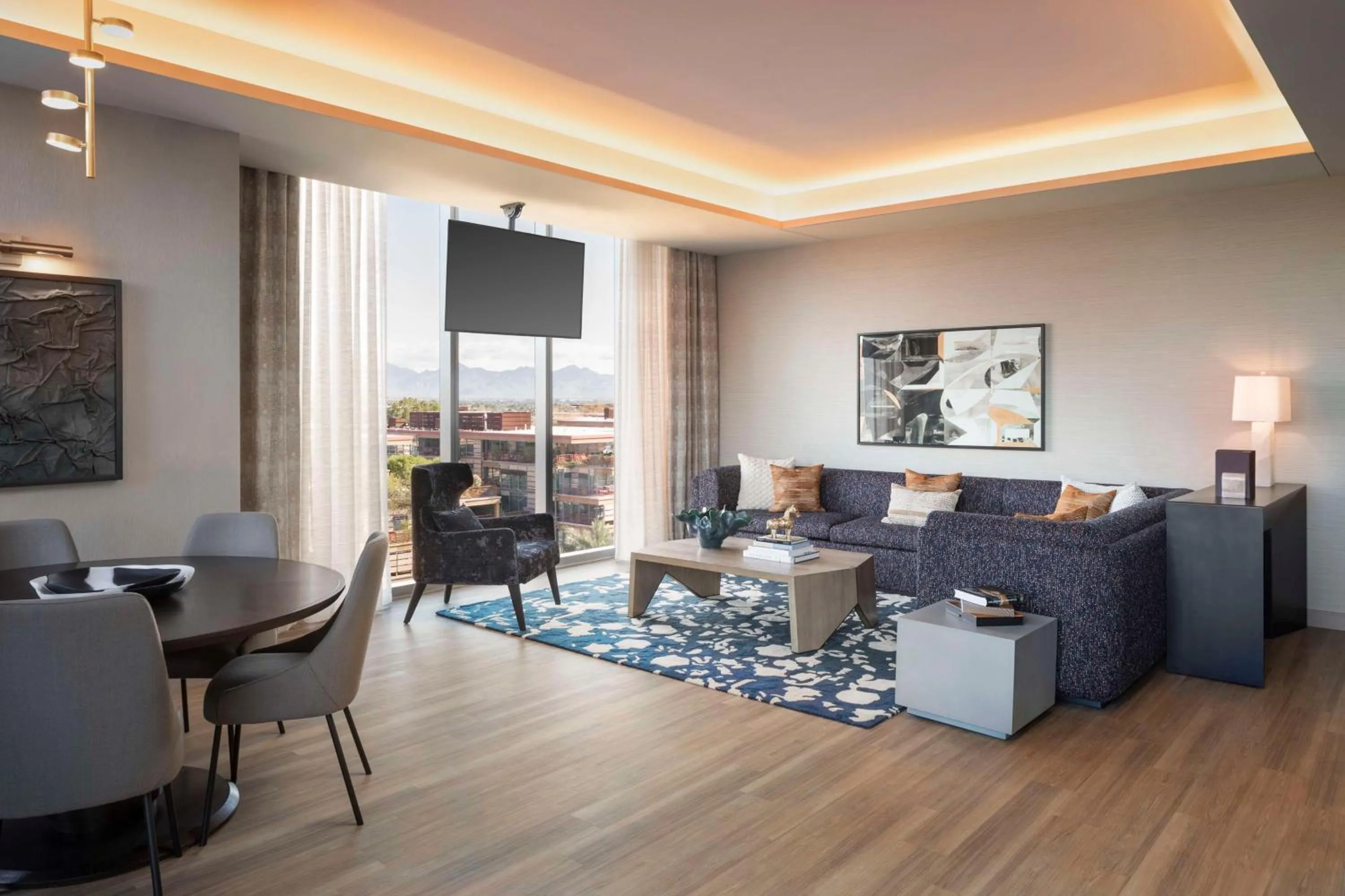 Living room in Caesars Republic Scottsdale, a Hilton Hotel