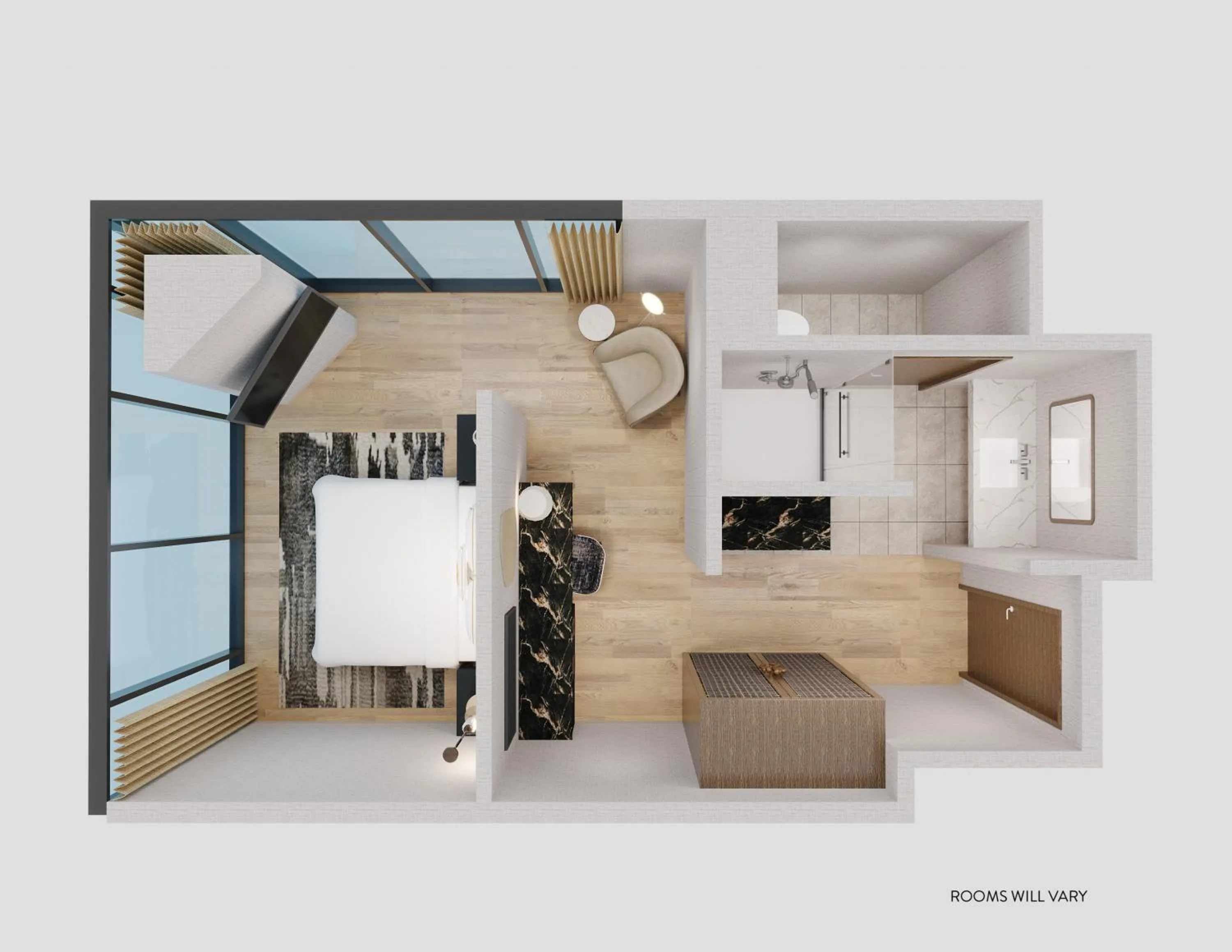 Floor plan in Caesars Republic Scottsdale, a Hilton Hotel