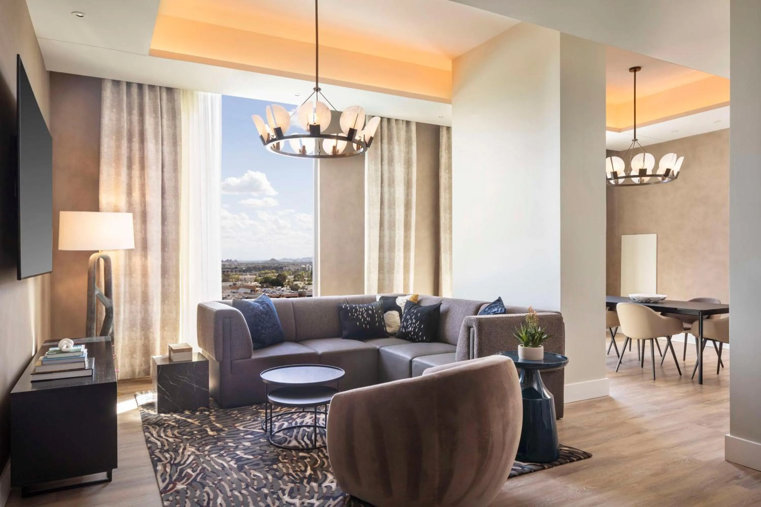 Living room in Caesars Republic Scottsdale, a Hilton Hotel