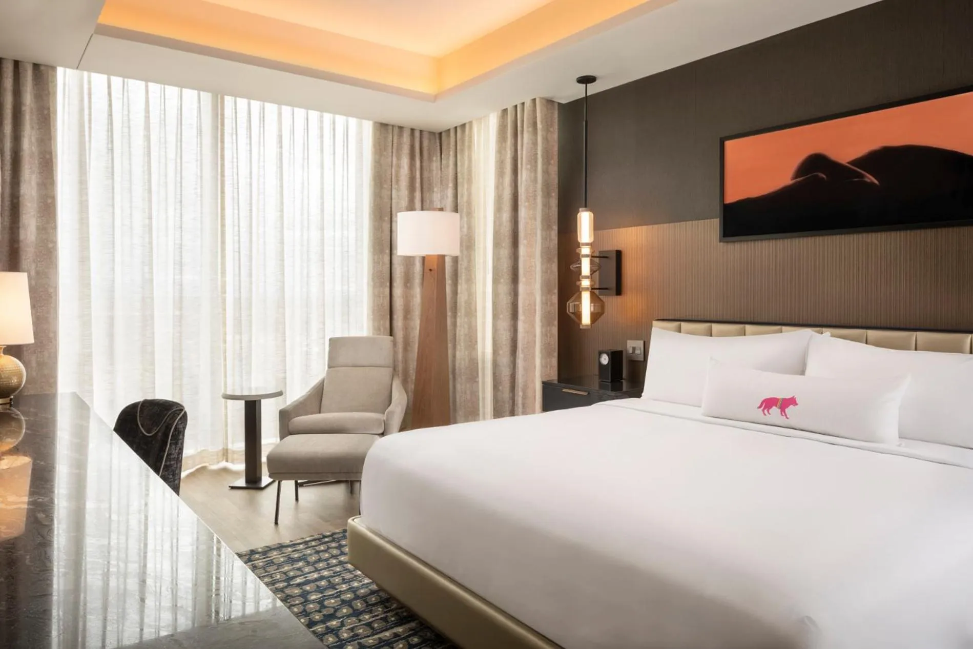 Bed in Caesars Republic Scottsdale, a Hilton Hotel