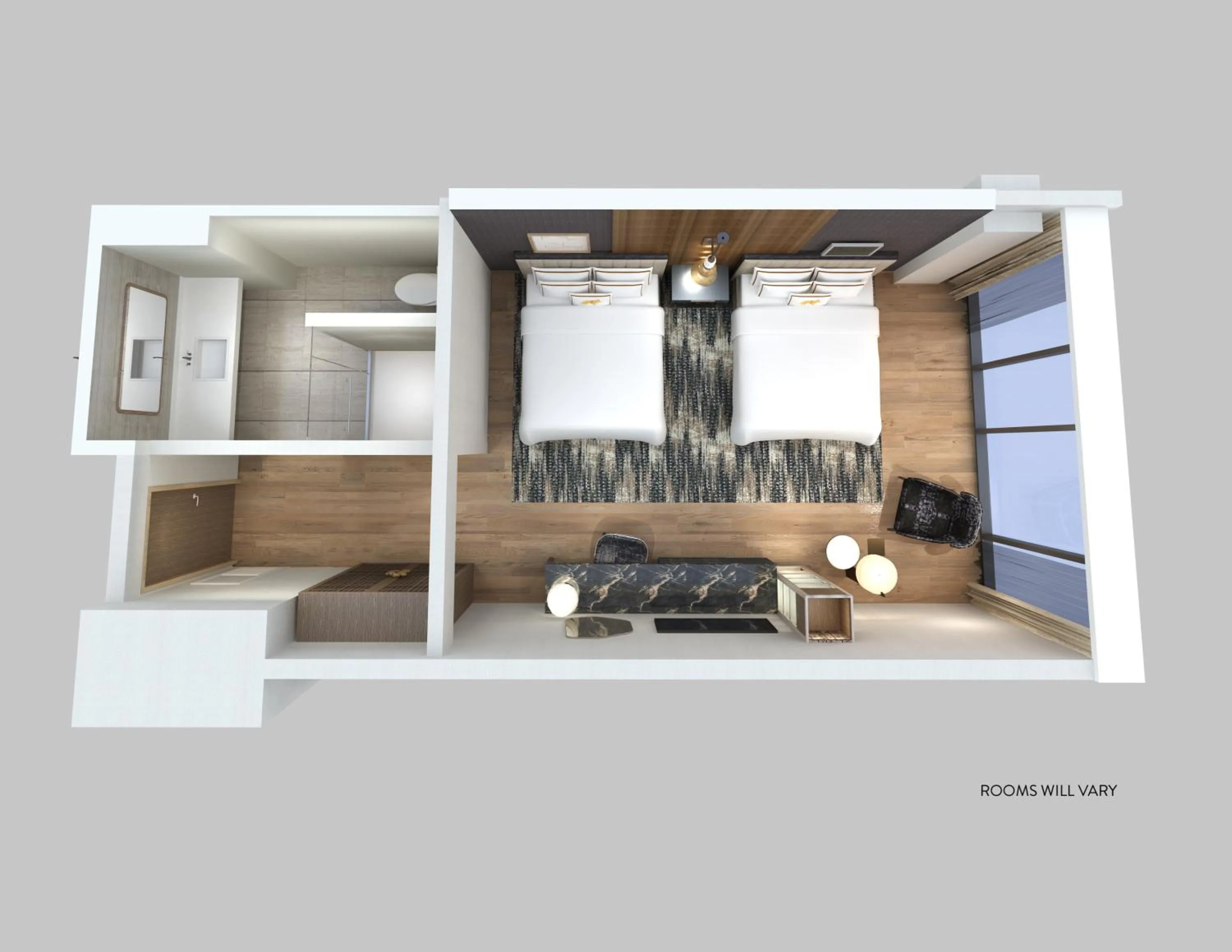 Floor plan in Caesars Republic Scottsdale, a Hilton Hotel
