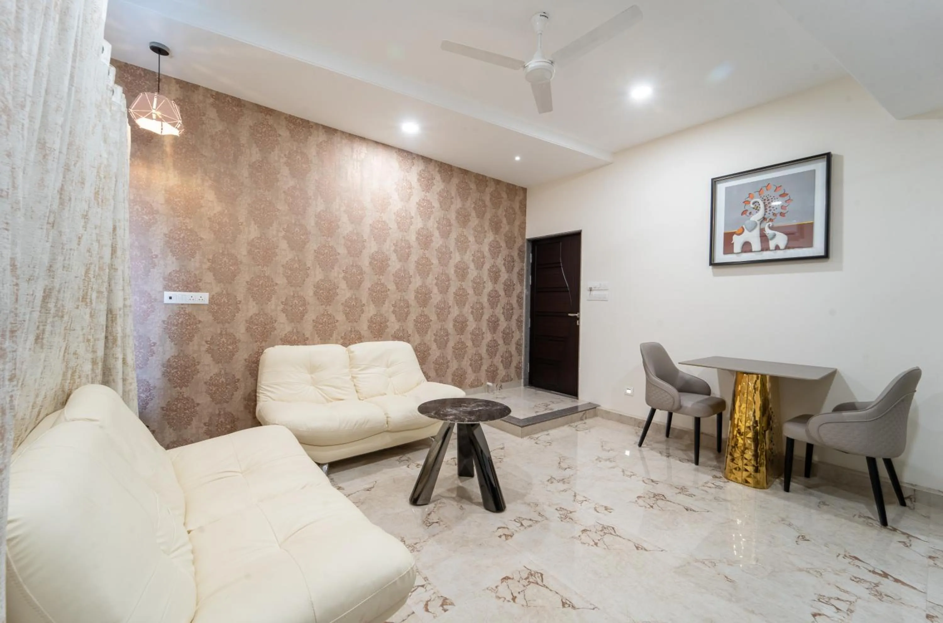 Seating area in Krishna Inn