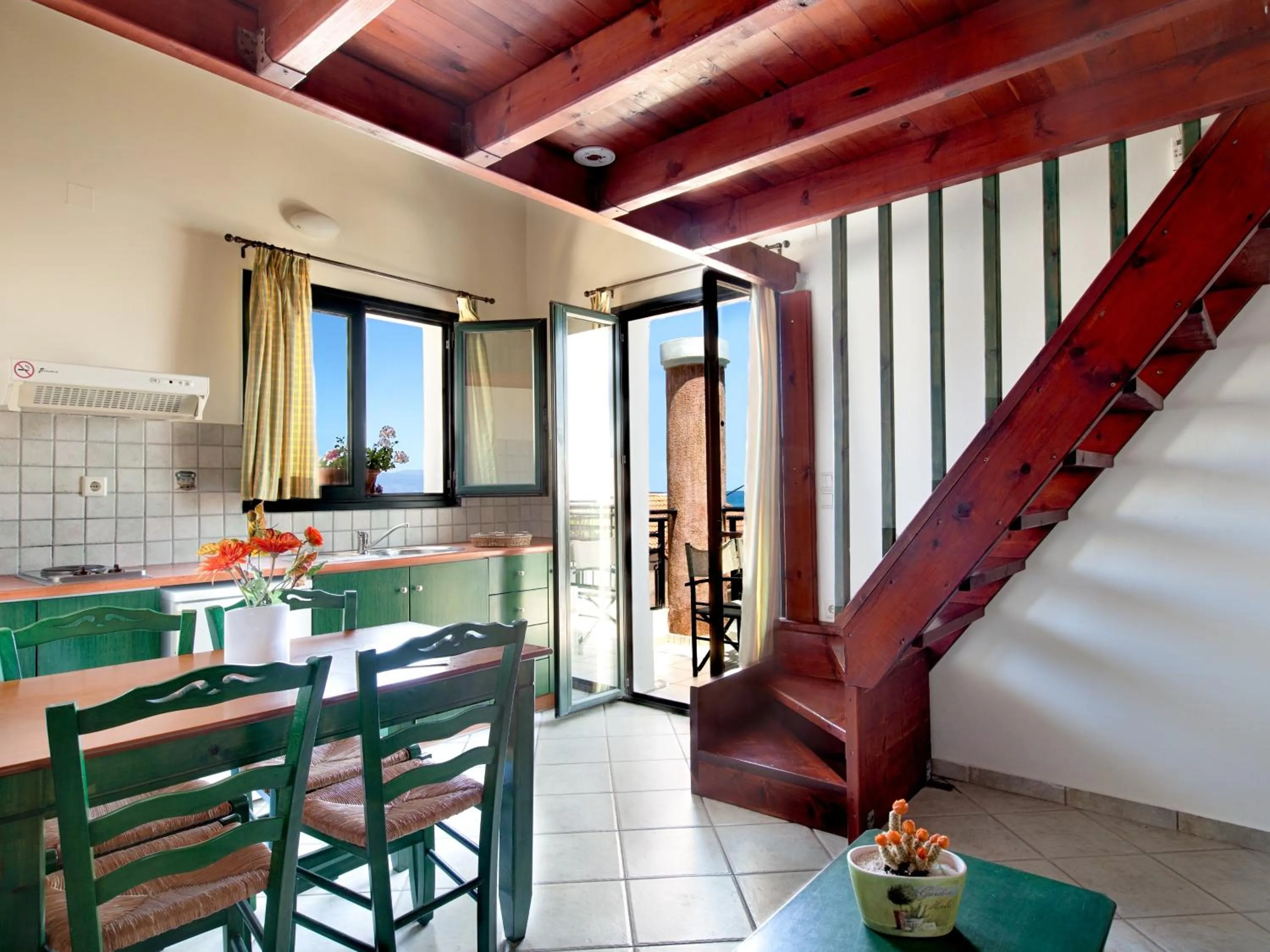 Kitchen or kitchenette in Alkionides Seaside Hotel