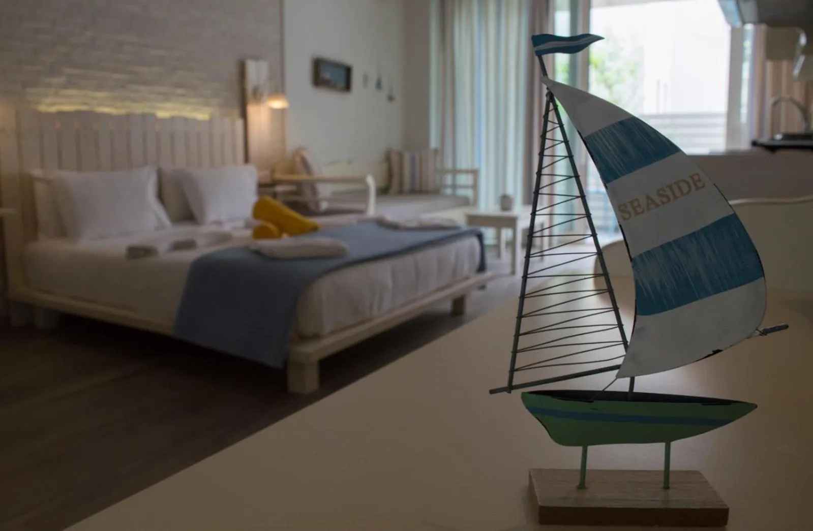Bedroom, Bed in Alkionides Seaside Hotel