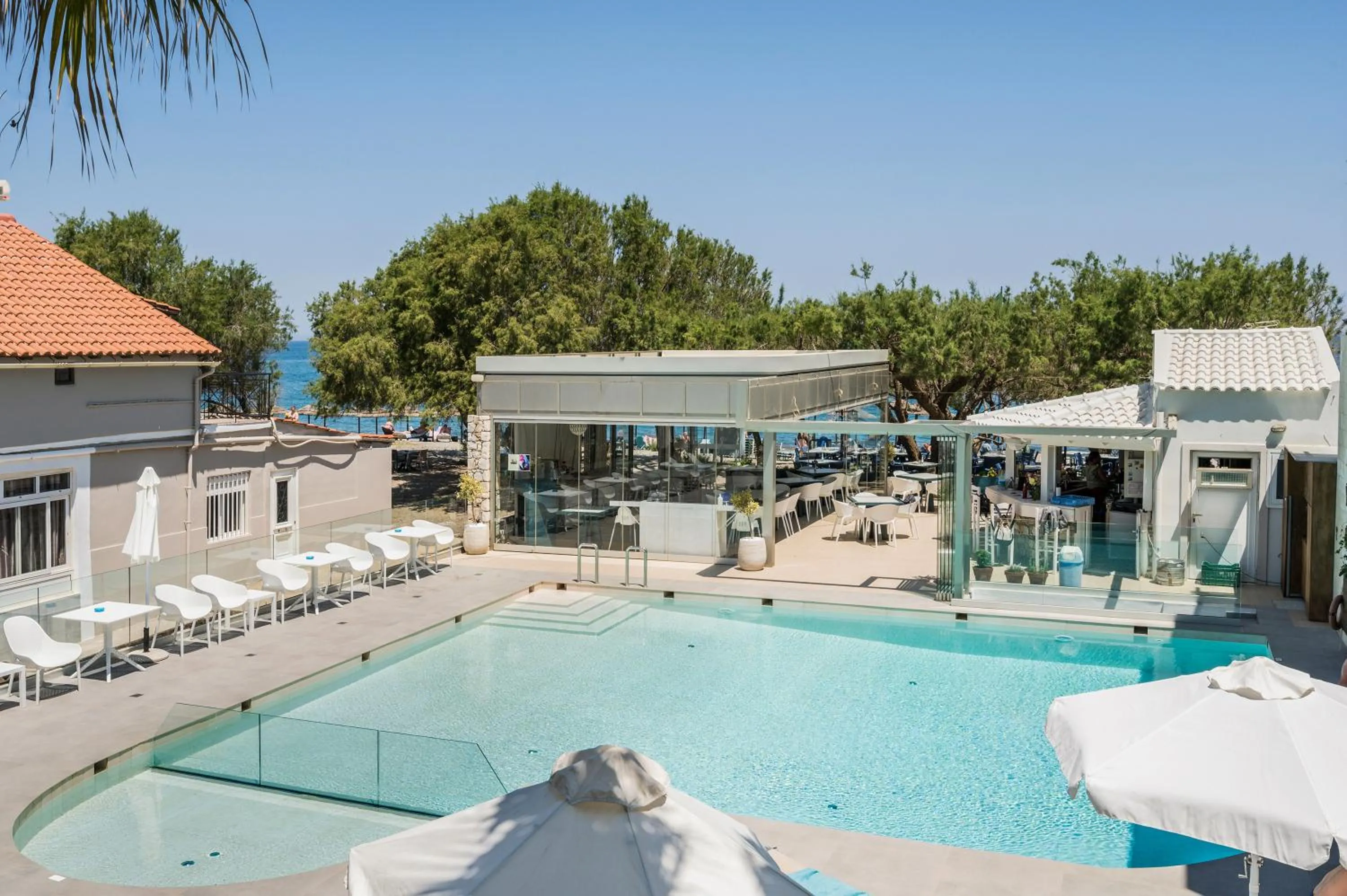 Pool view in Alkionides Seaside Hotel