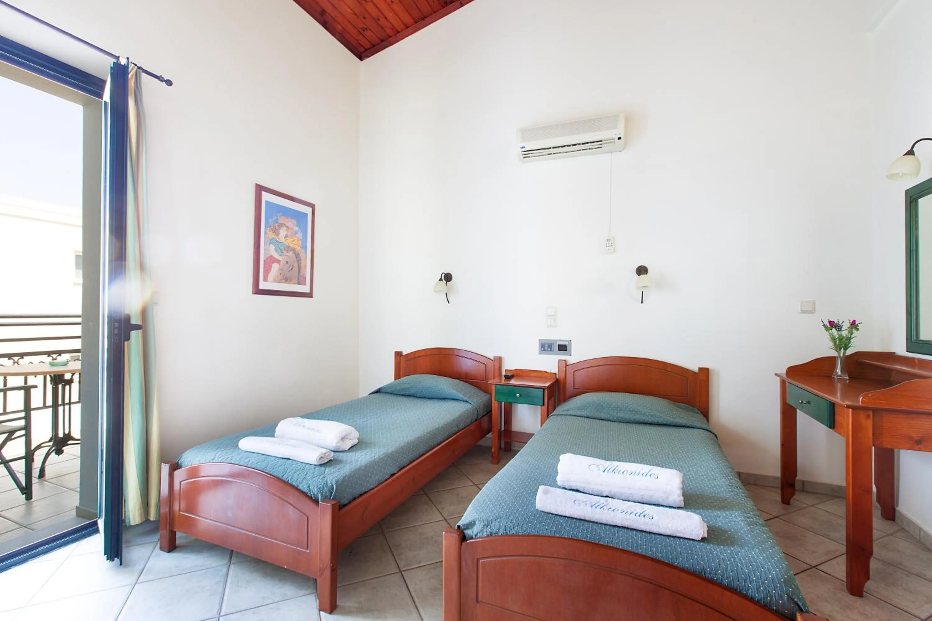 Bedroom, Bed in Alkionides Seaside Hotel