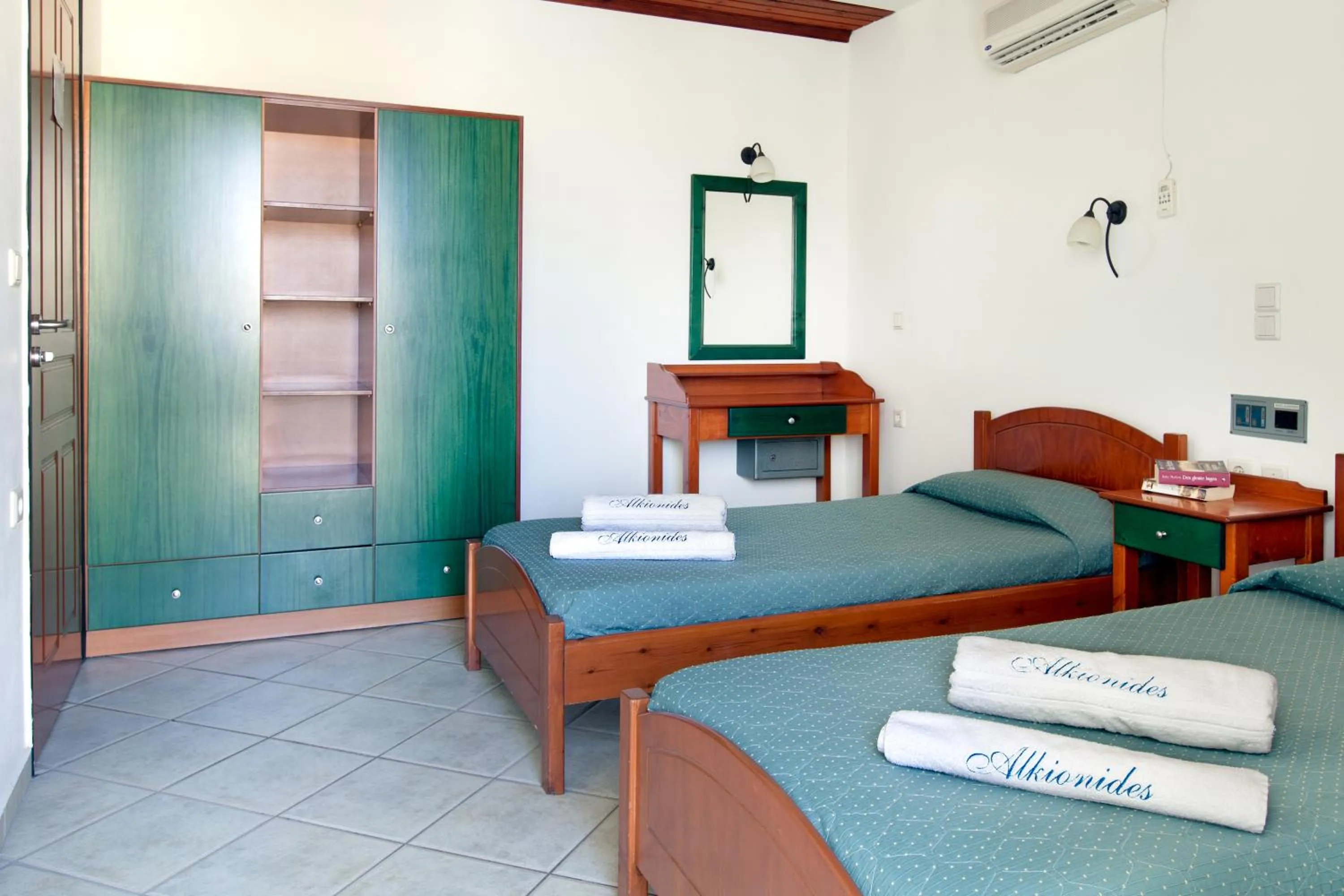 Bedroom, Bed in Alkionides Seaside Hotel