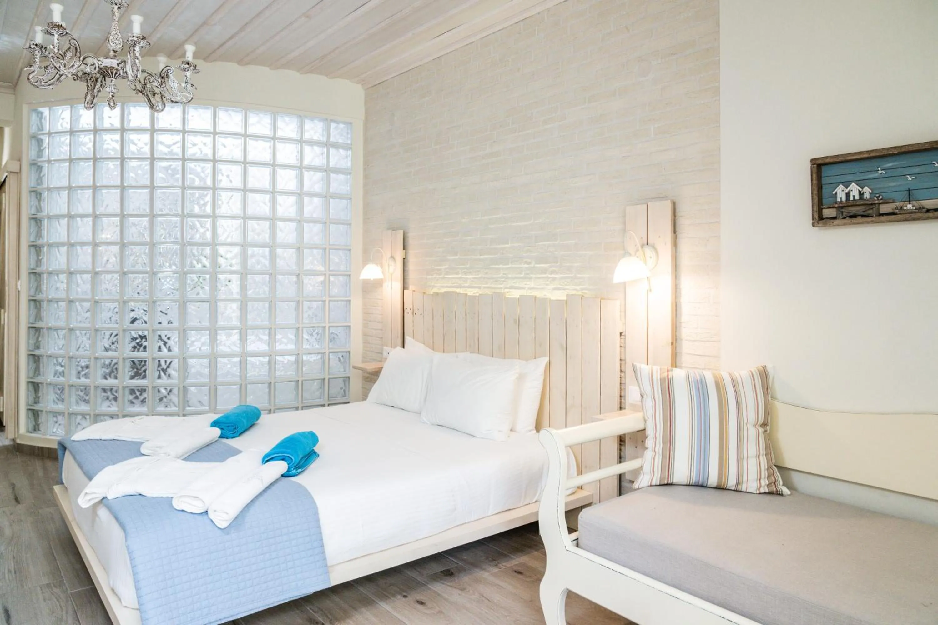 Bed in Alkionides Seaside Hotel