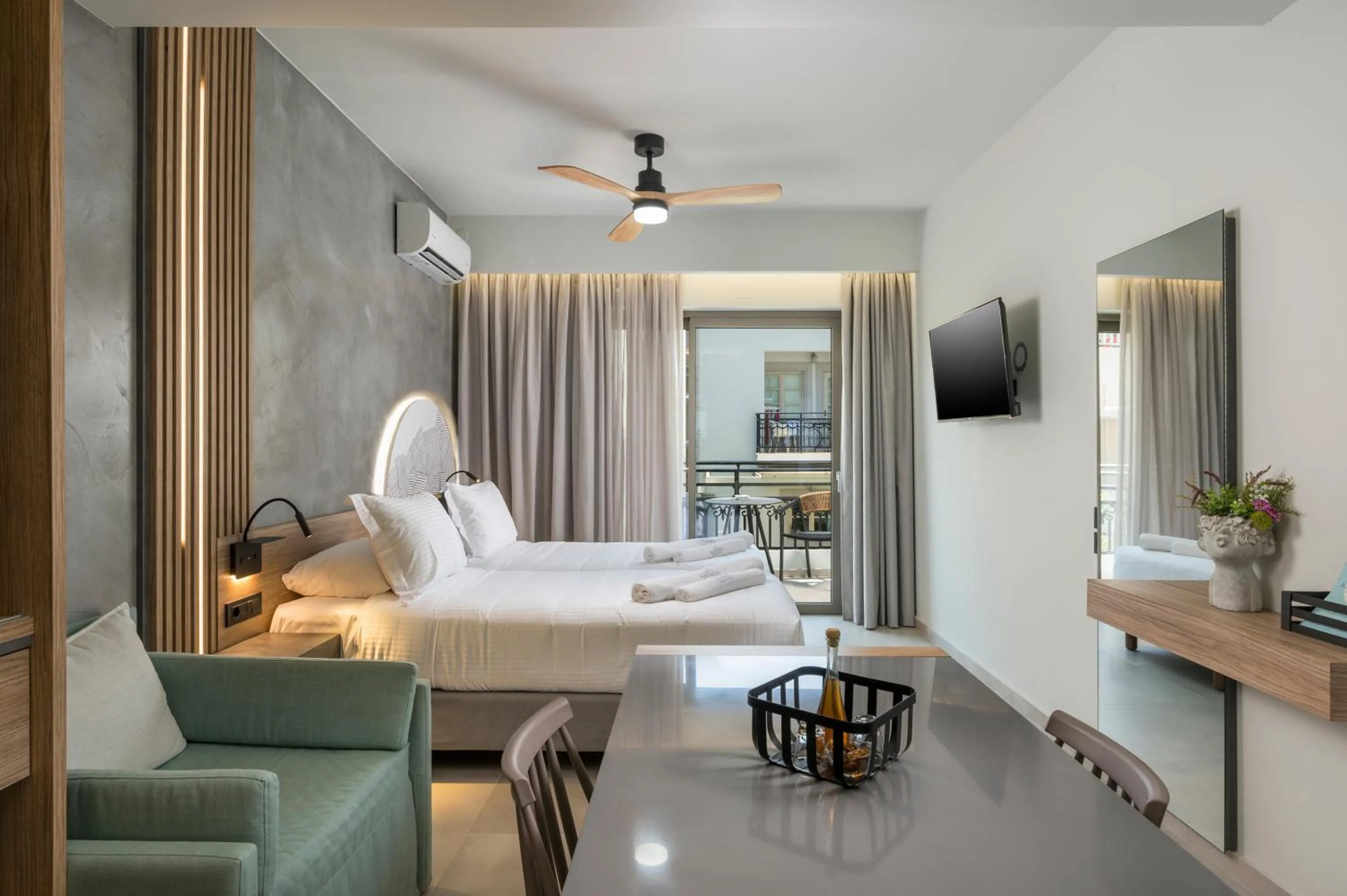 View (from property/room), Bed in Alkionides Seaside Hotel