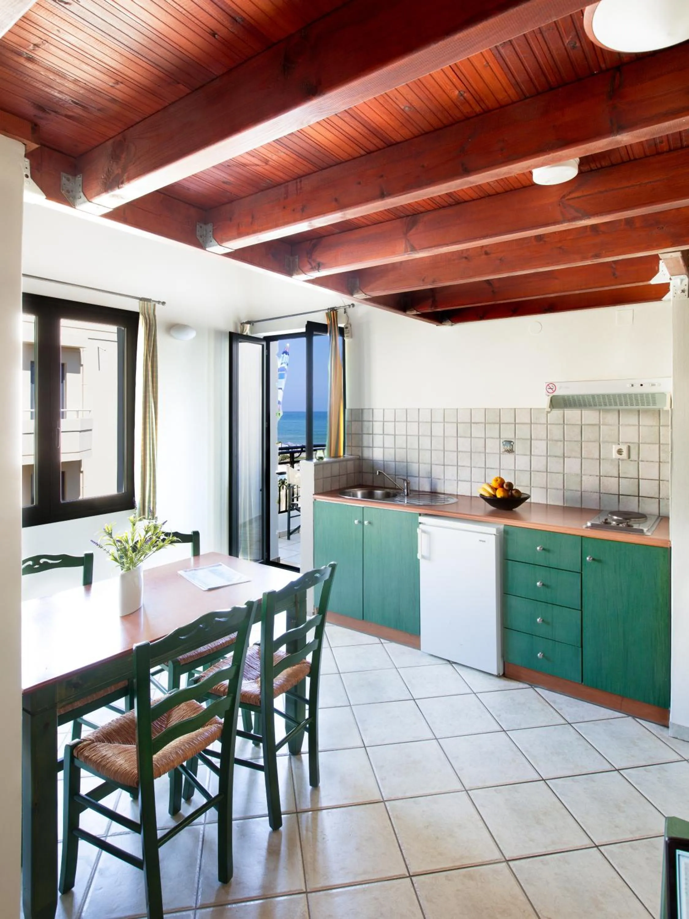 Kitchen or kitchenette in Alkionides Seaside Hotel