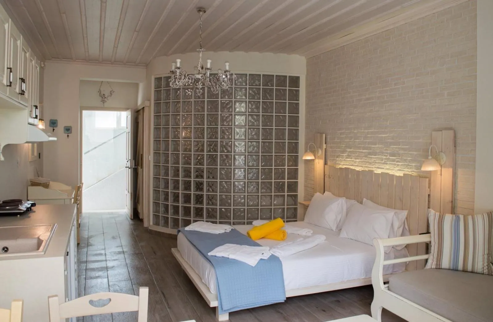 Bed in Alkionides Seaside Hotel