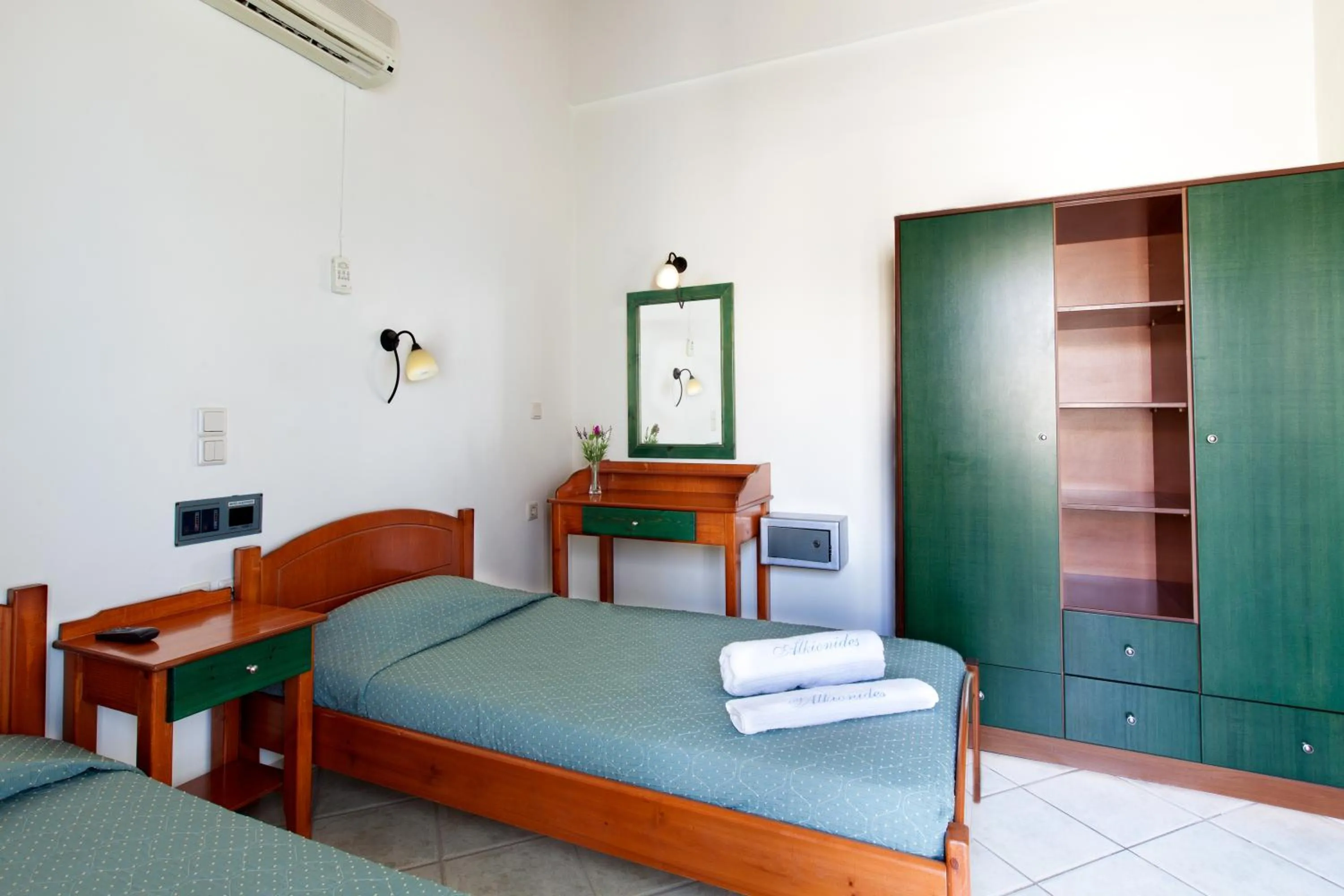 Bedroom, Bed in Alkionides Seaside Hotel