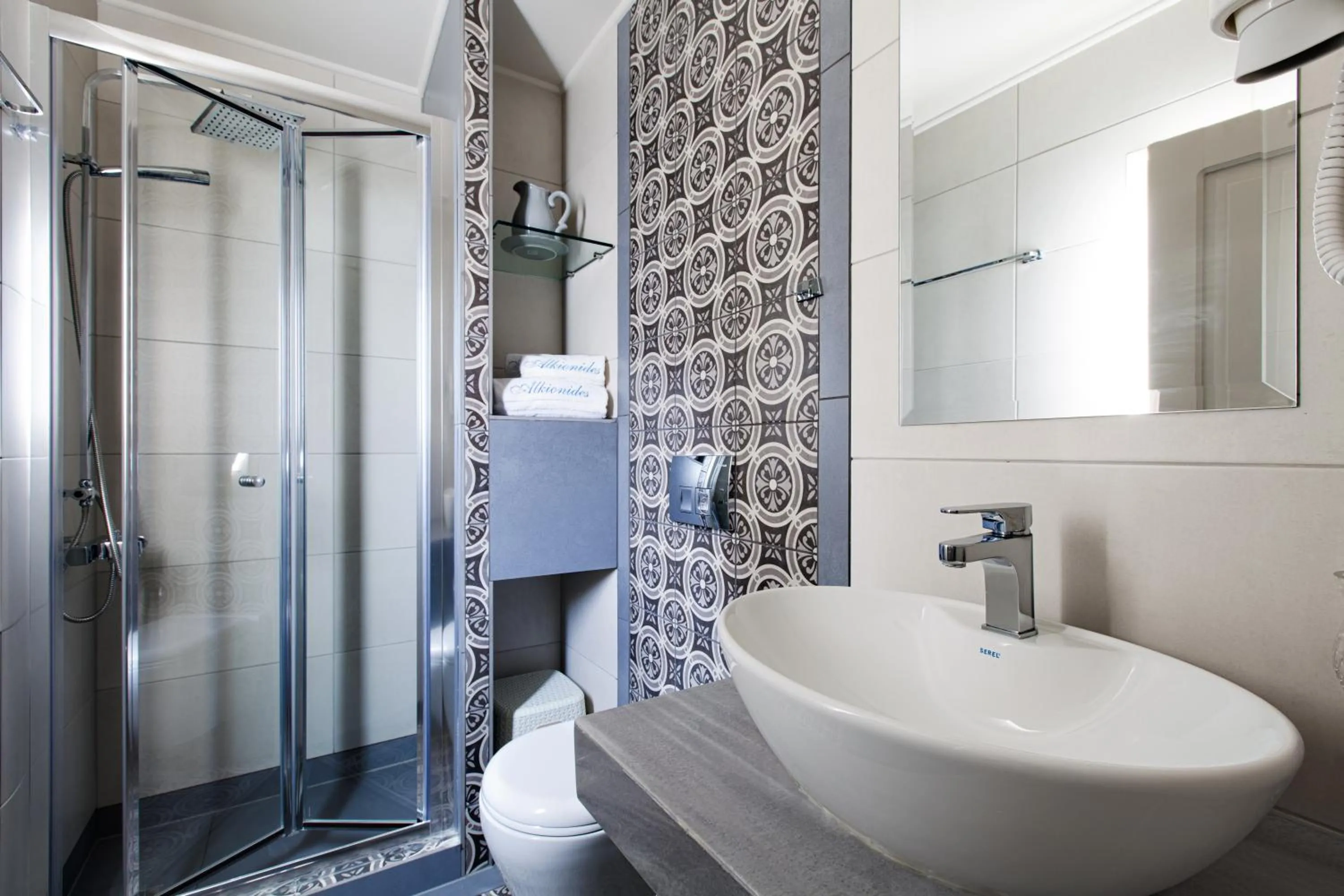 Shower in Alkionides Seaside Hotel