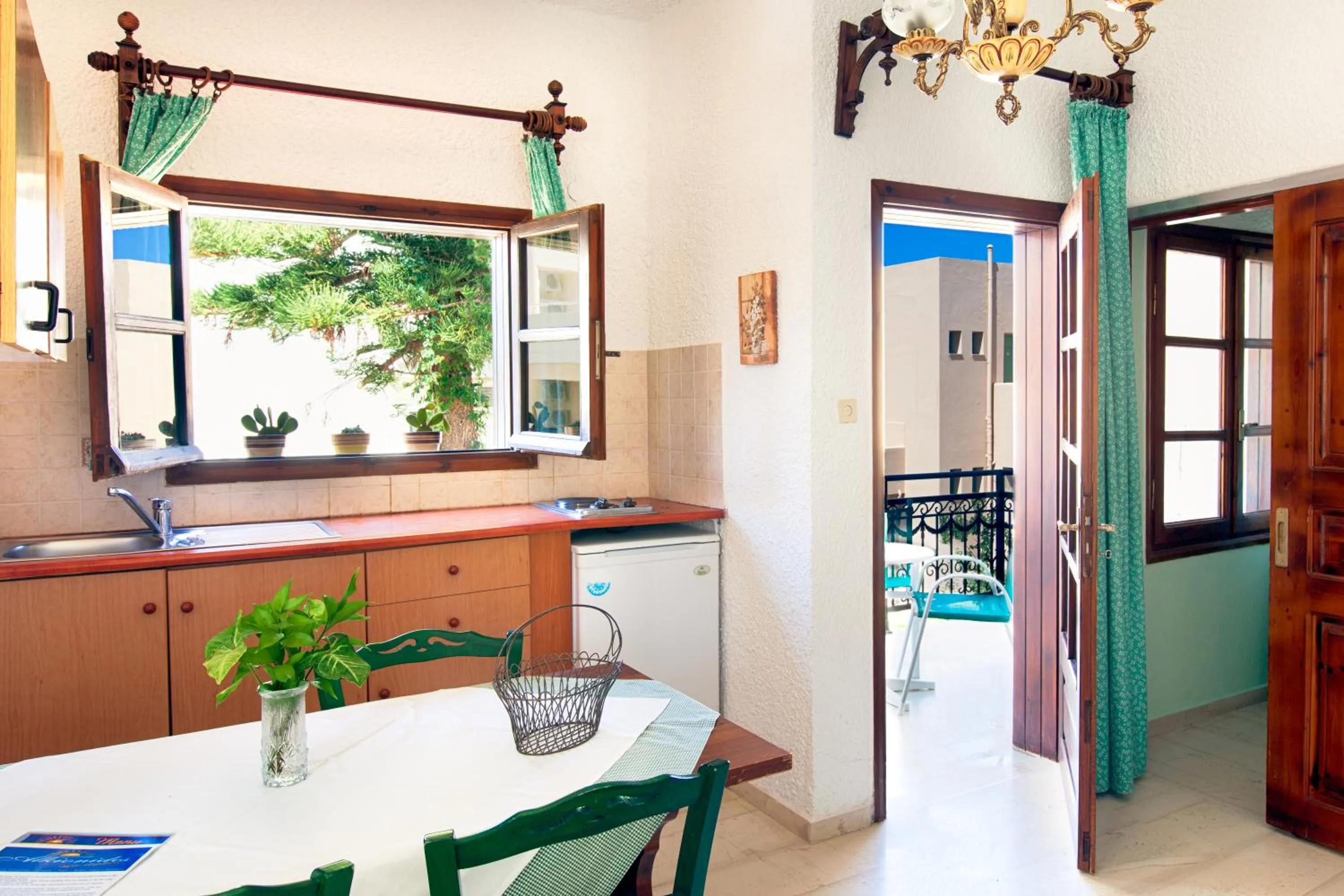 Kitchen or kitchenette in Alkionides Seaside Hotel