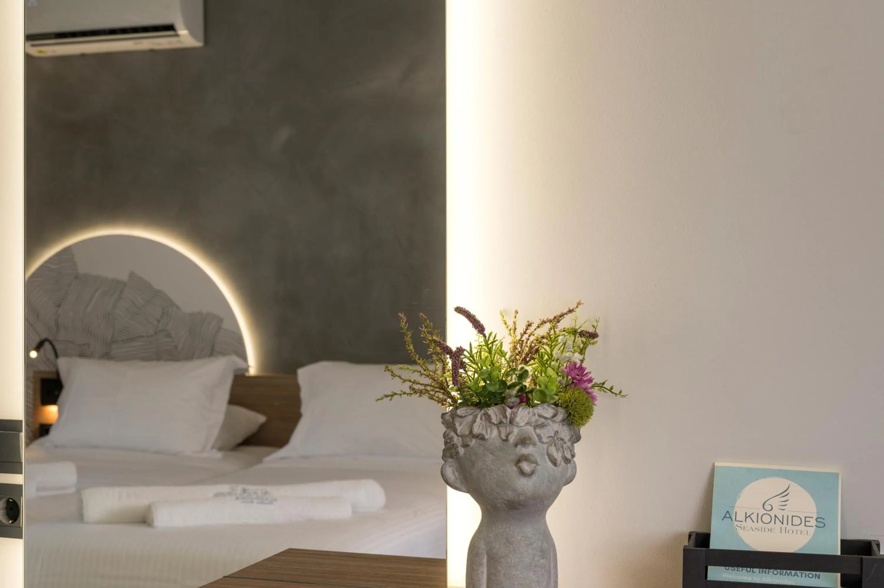 Bedroom, Bed in Alkionides Seaside Hotel