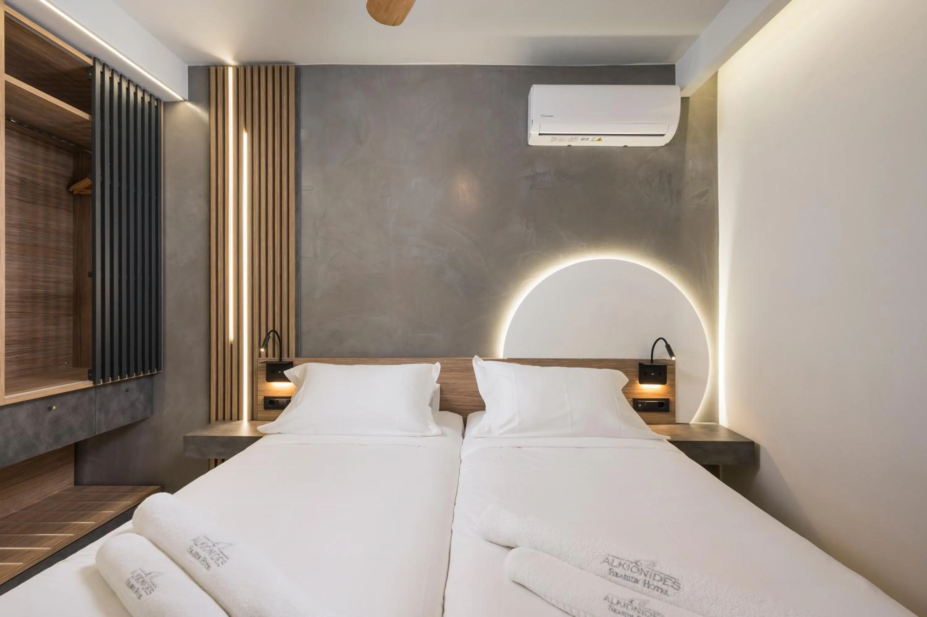 Bed in Alkionides Seaside Hotel