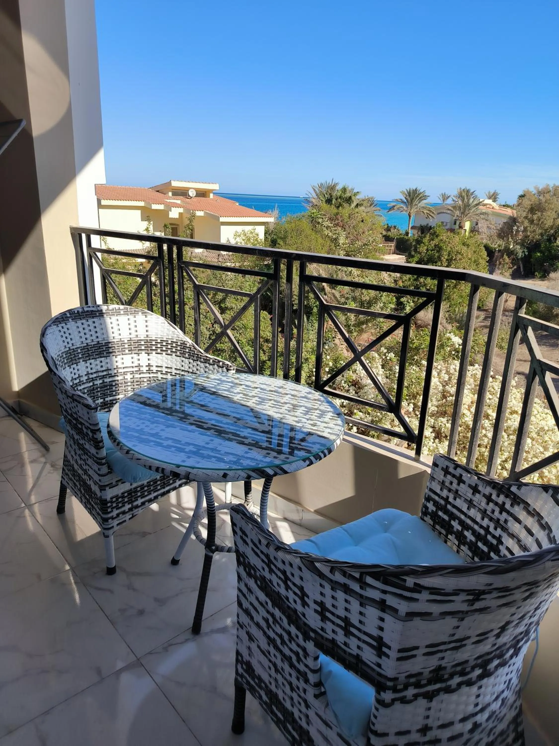Balcony/Terrace in Solo beach front studio or for couple