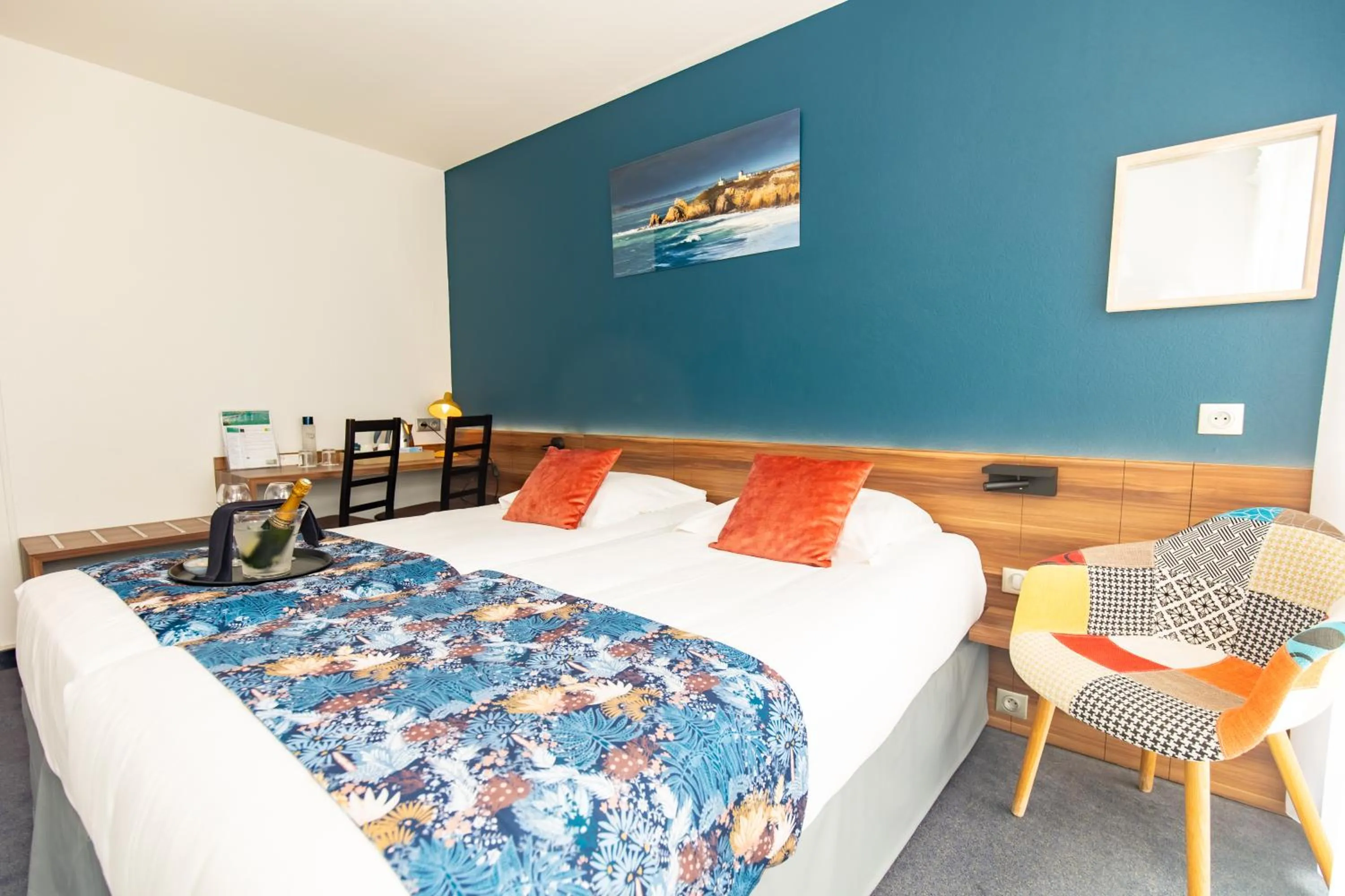 Bedroom, Bed in Logis Hôtel de France - Face à la Mer