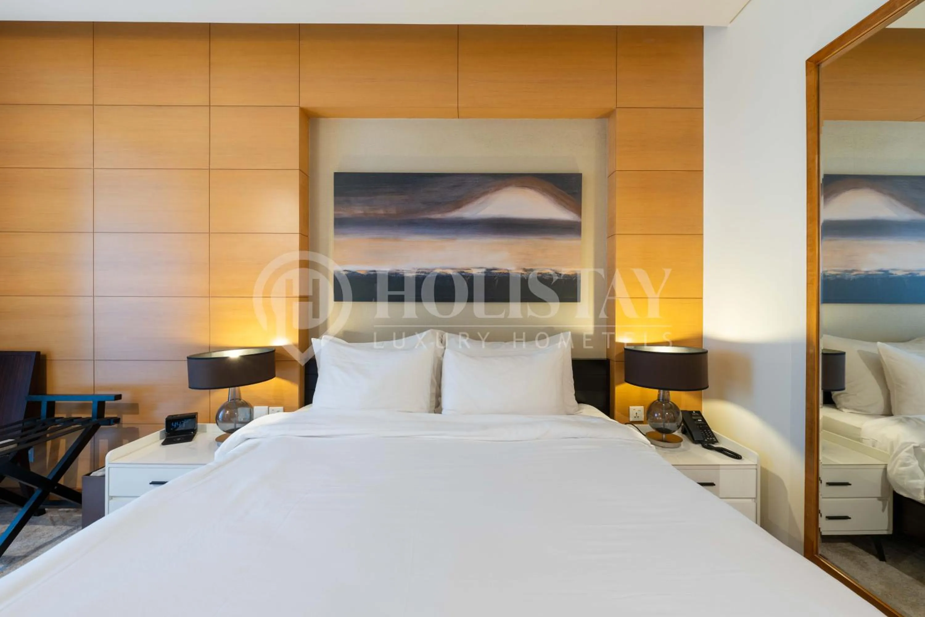 Photo of the whole room, Bed in Holistay Luxury Homes - Burj khalifa view - Direct Access Dubai Mall