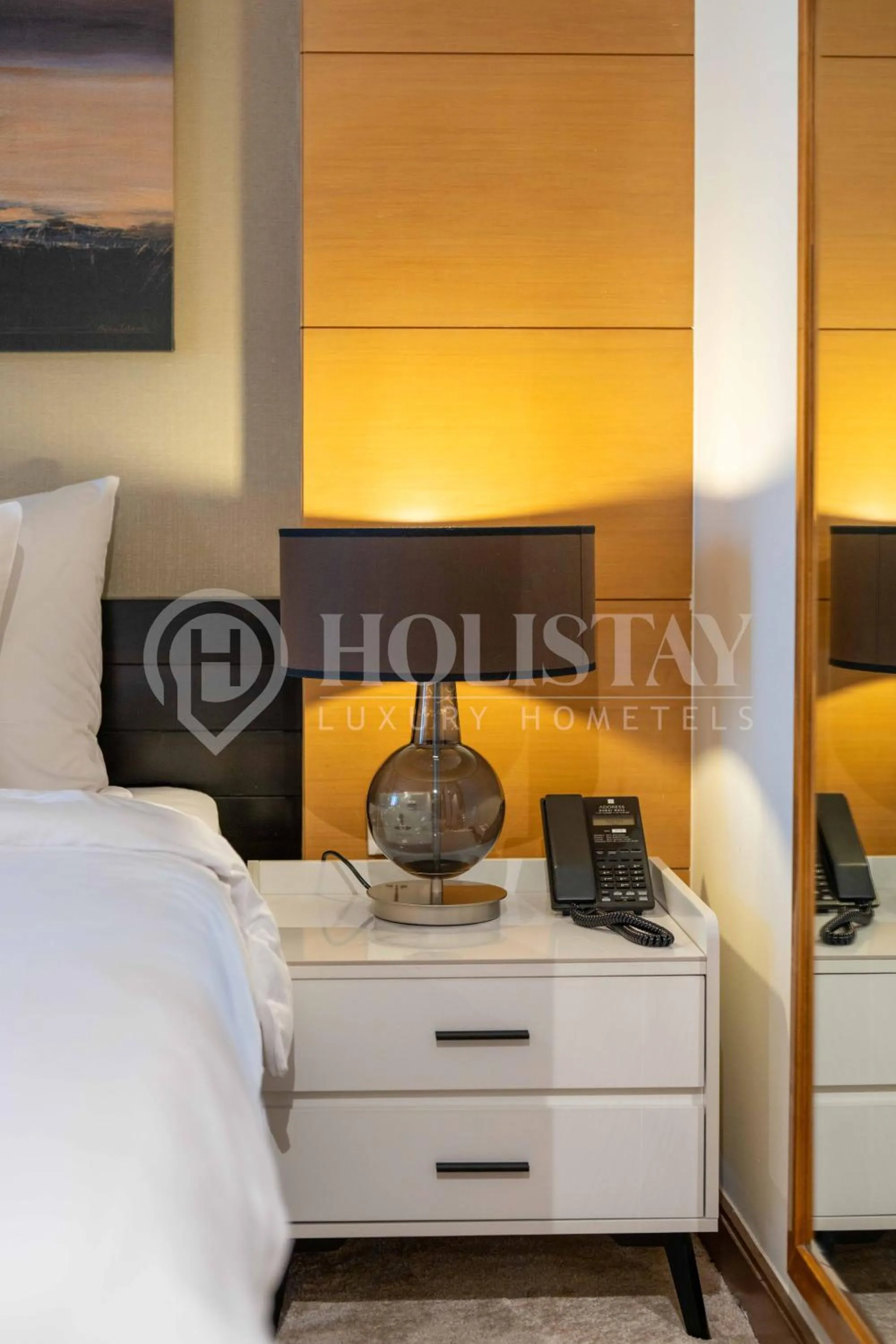Bedroom, Bed in Holistay Luxury Homes - Burj khalifa view - Direct Access Dubai Mall