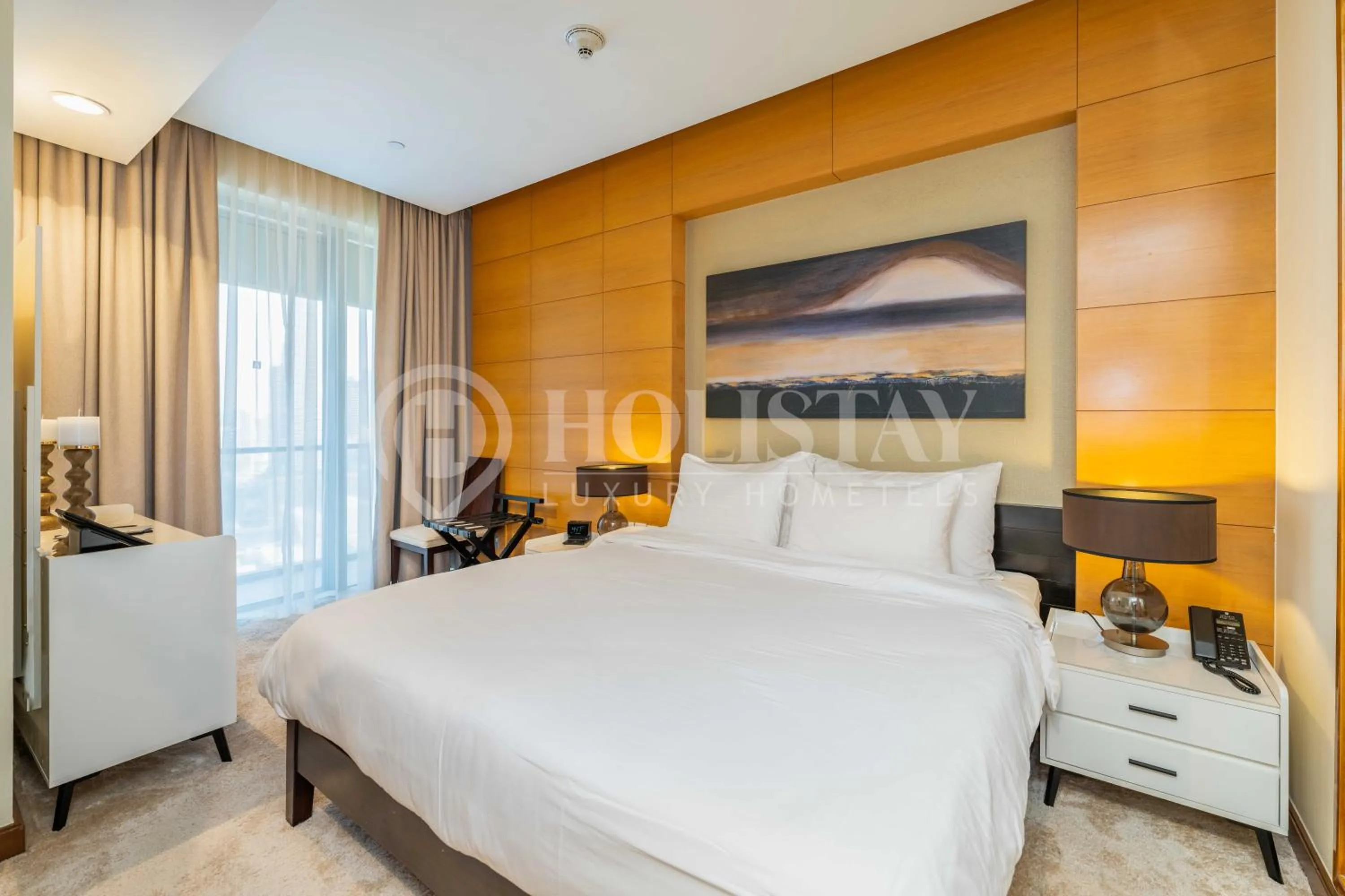 Photo of the whole room, Bed in Holistay Luxury Homes - Burj khalifa view - Direct Access Dubai Mall