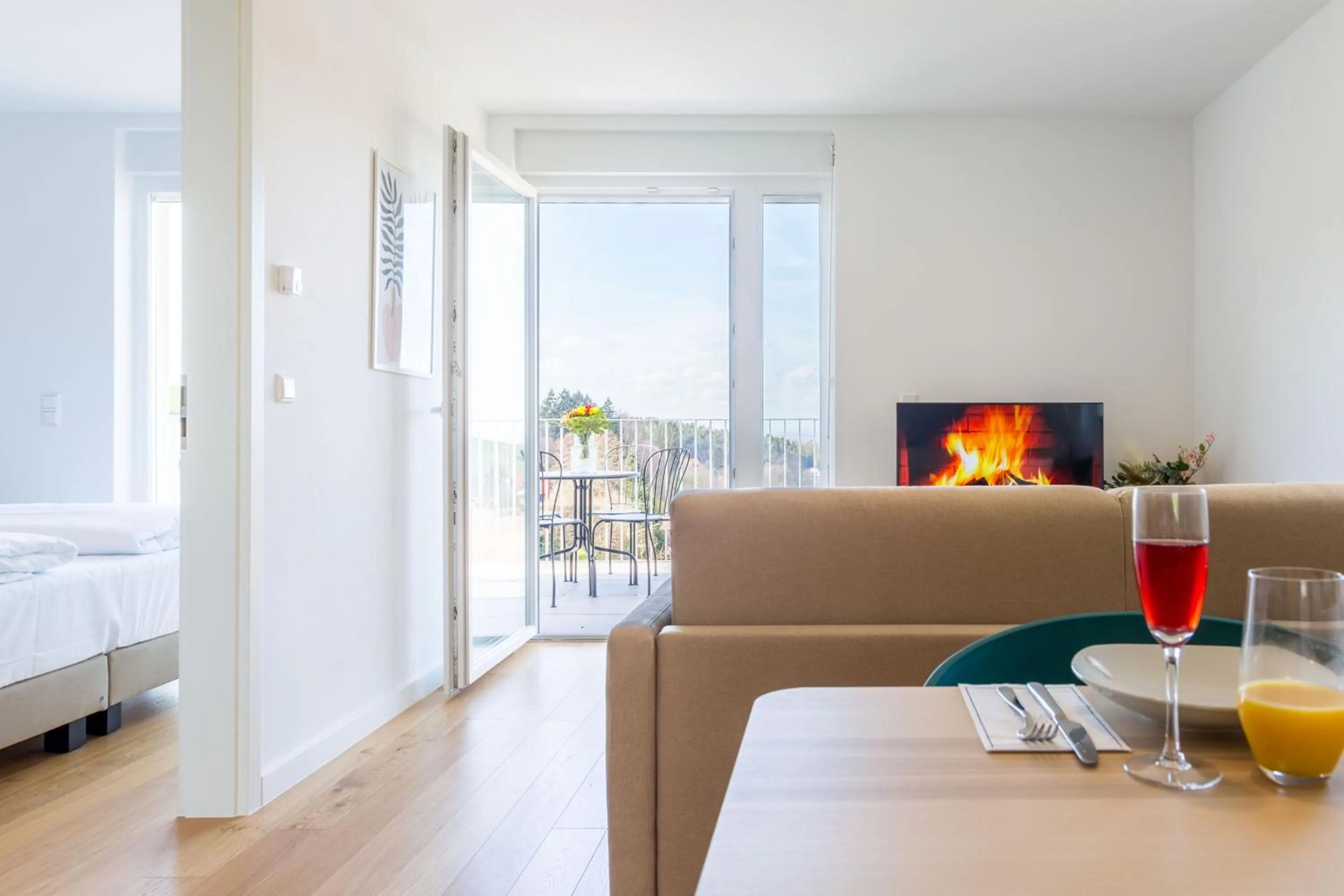 TV and multimedia, Bed in living TIMELESS - Adler Apartments Sasbachwalden