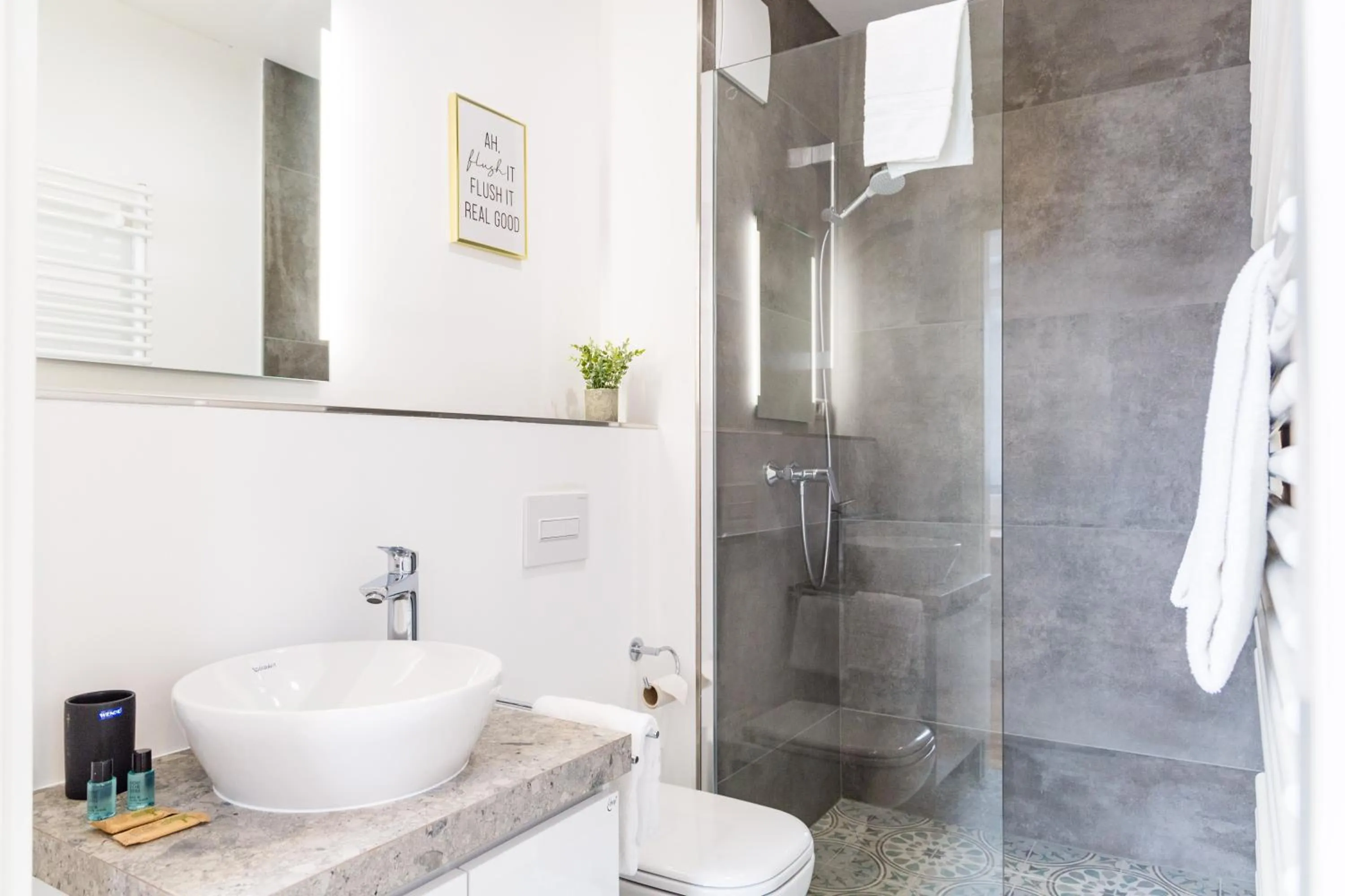 Shower in living TIMELESS - Adler Apartments Sasbachwalden