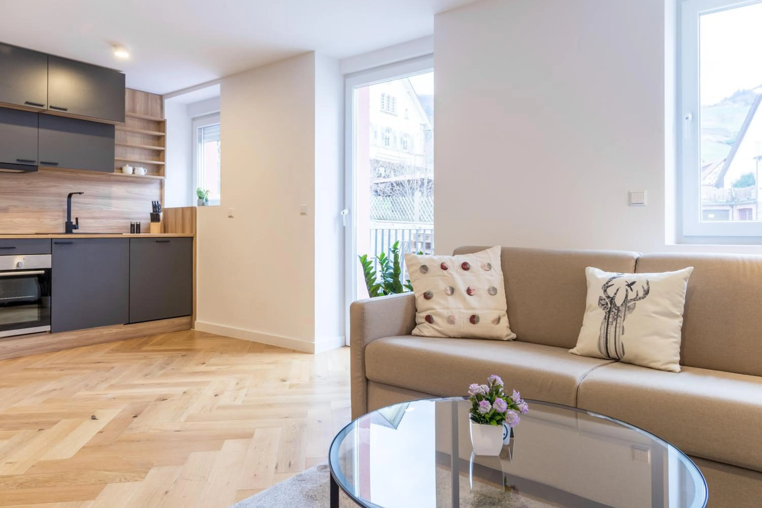 Kitchen or kitchenette in living TIMELESS - Adler Apartments Sasbachwalden