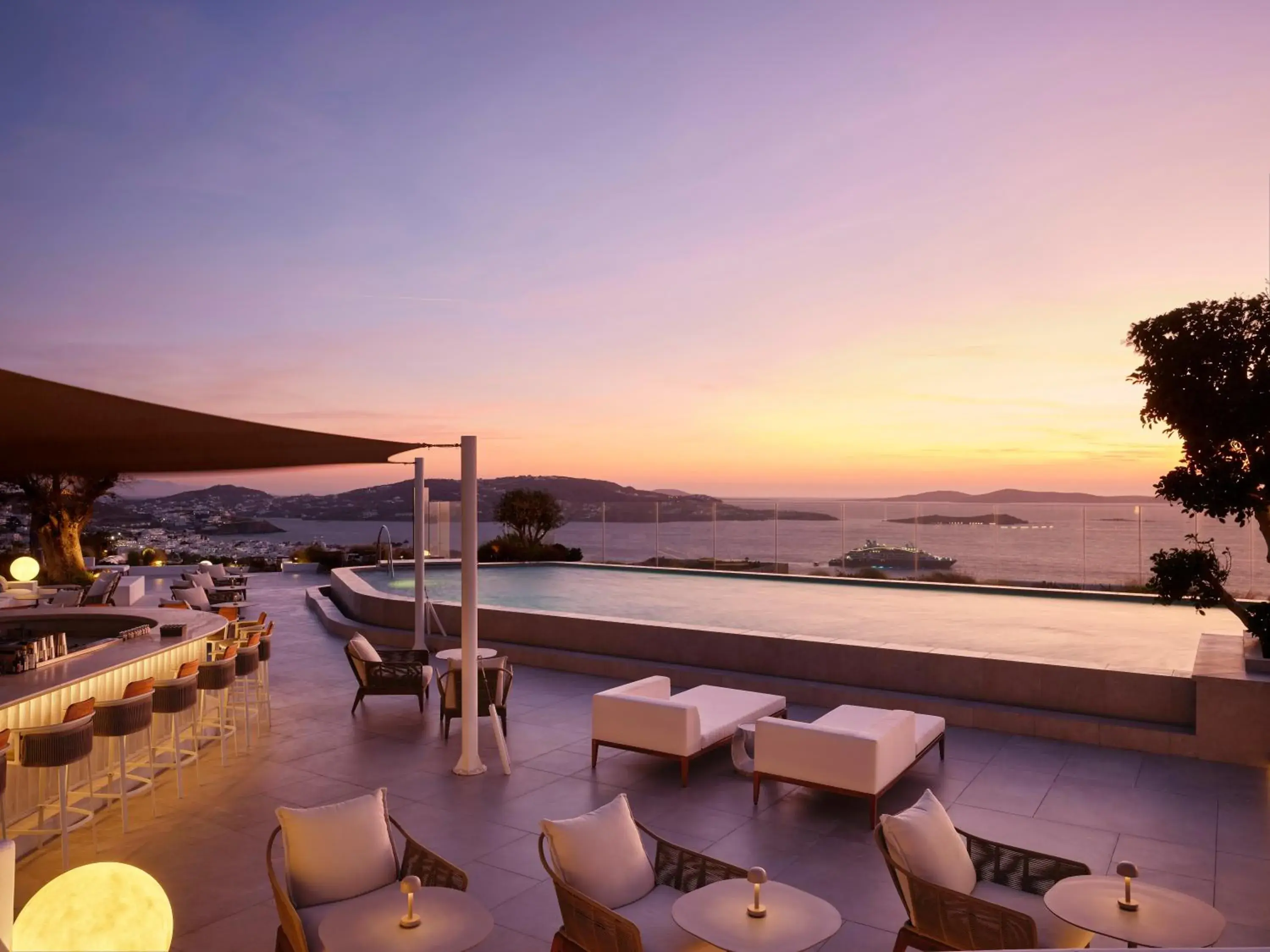 Lounge or bar in Deos Mykonos - A Myconian Collection Hotel Lounge or bar in Deos Mykonos - A Myconian Collection Hotel