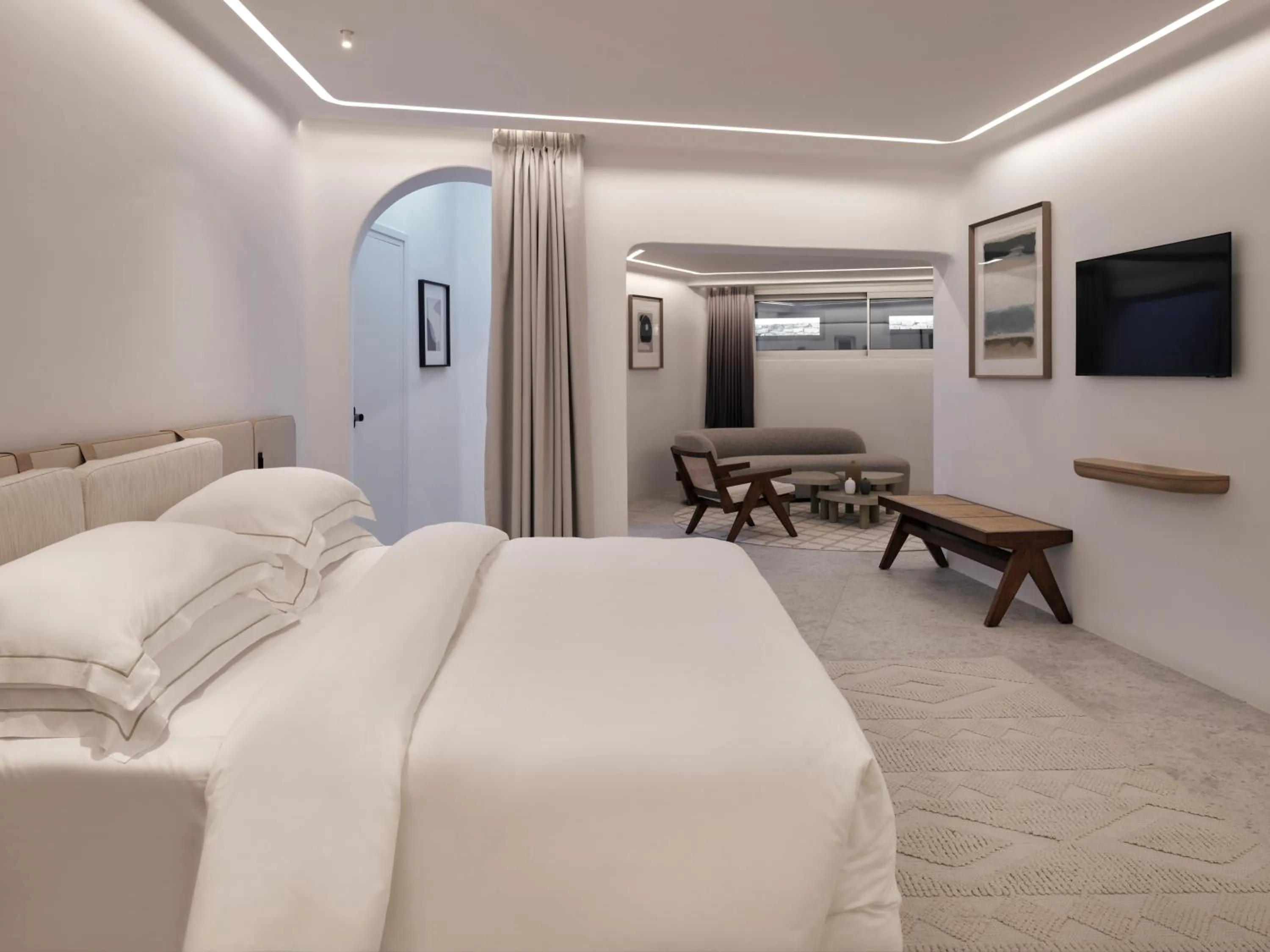 Living room in Deos Mykonos - A Myconian Collection Hotel