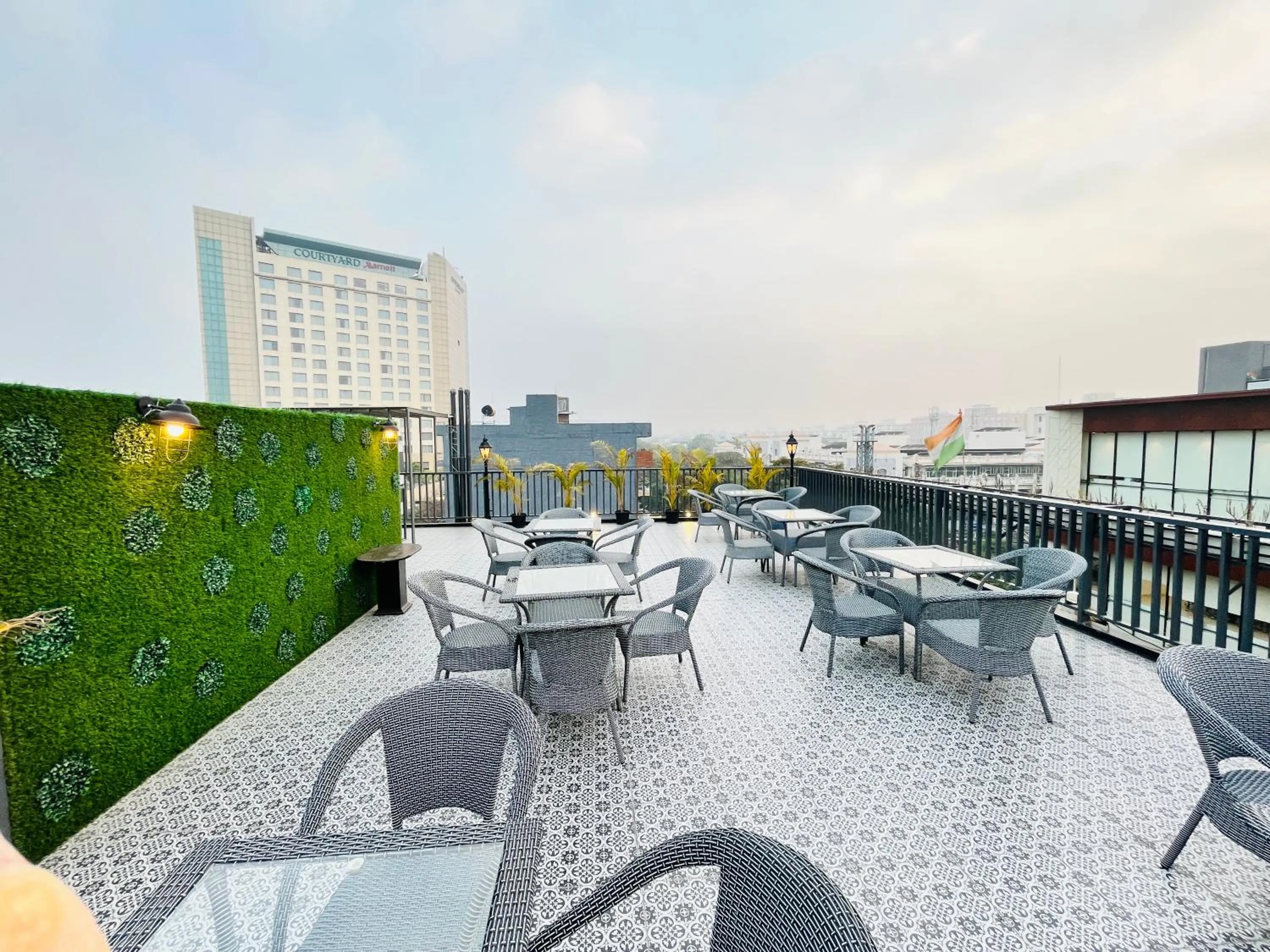 Patio in Hotel South Ex Residency - South Ex near AIIMS Delhi - Couple Friendly