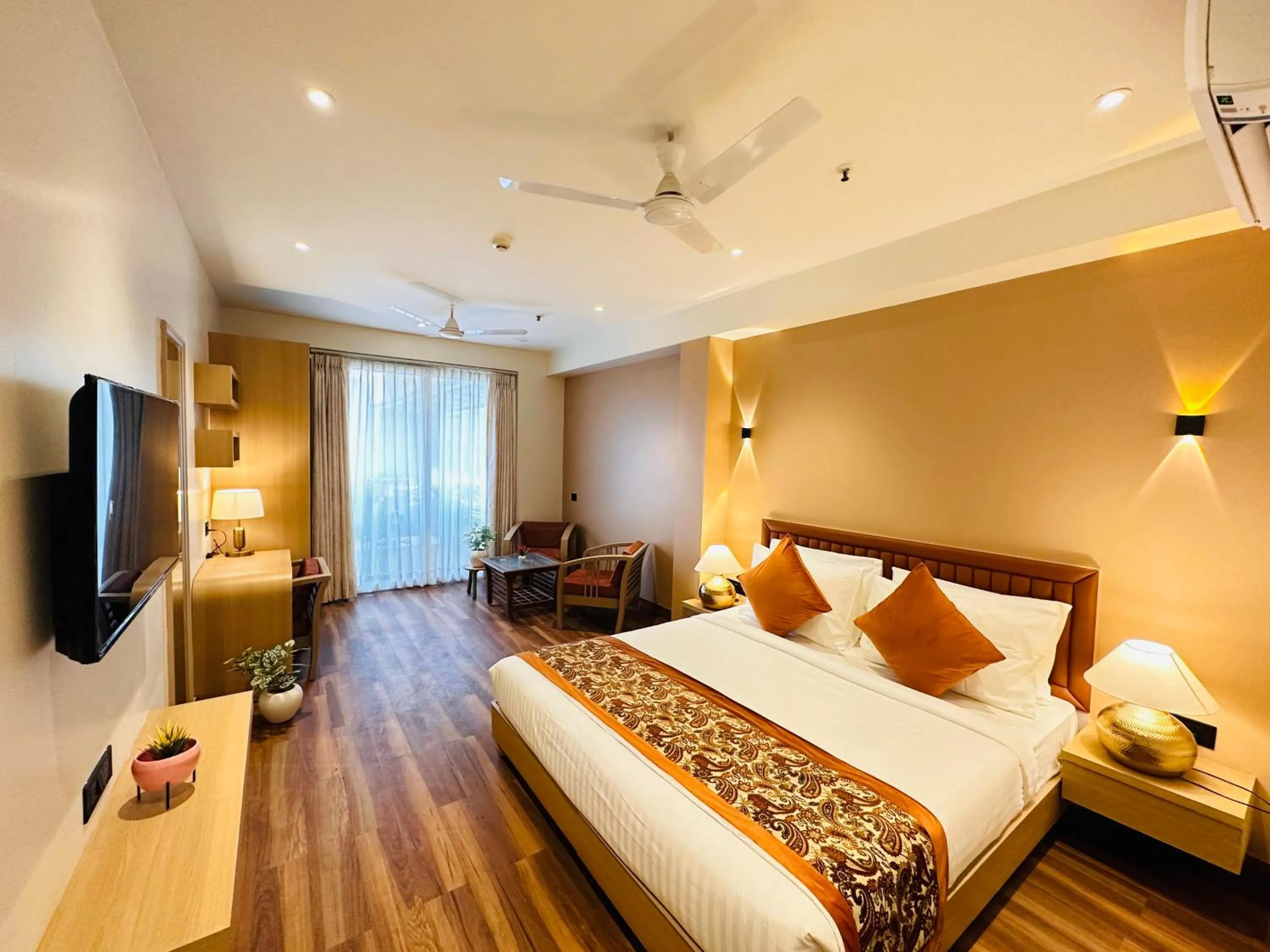 Photo of the whole room, Bed in Hotel South Ex Residency - South Ex near AIIMS Delhi - Couple Friendly