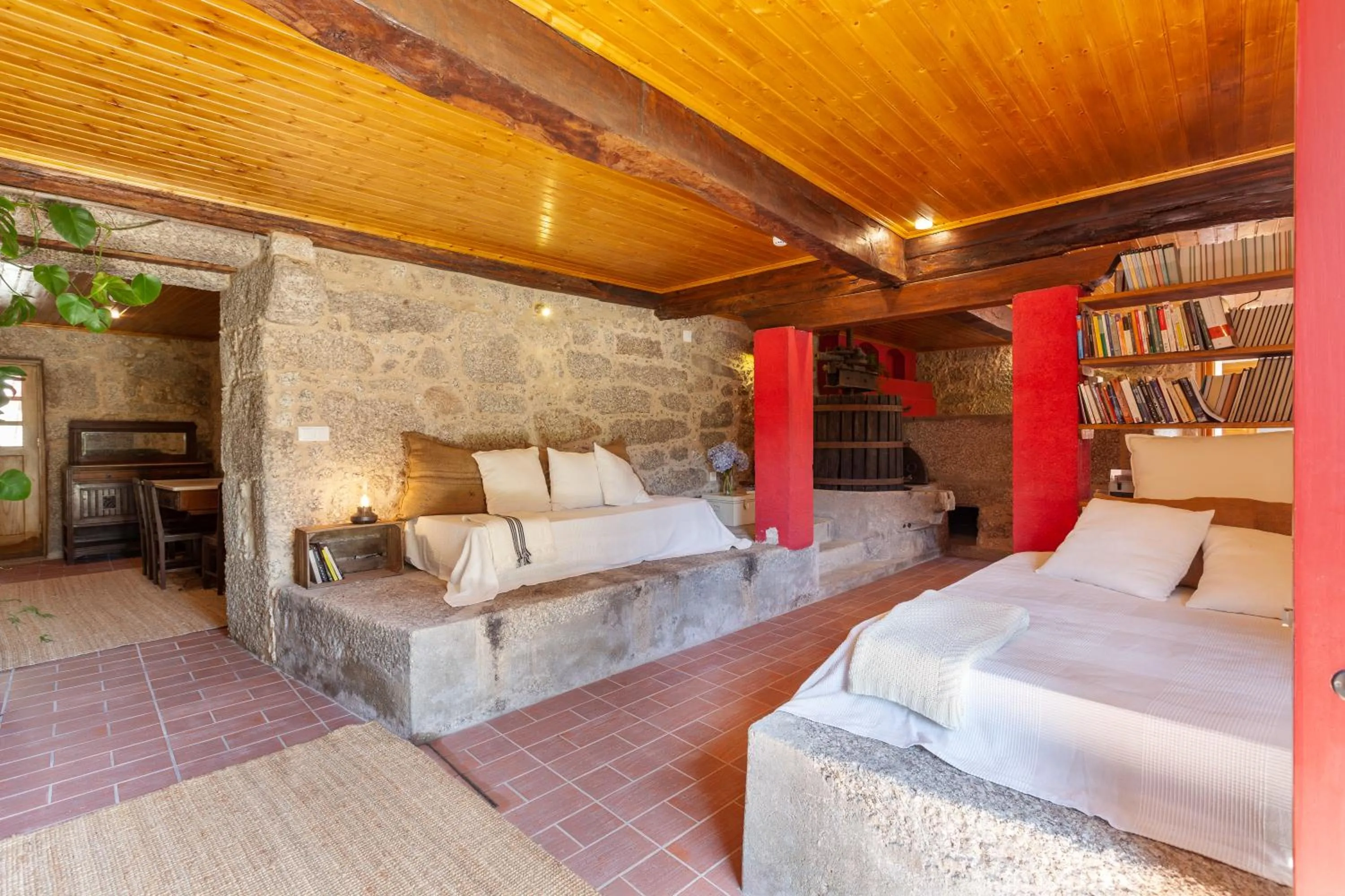 Seating area, Bed in Casa do Eido - sustainable living & nature experiences Gerês