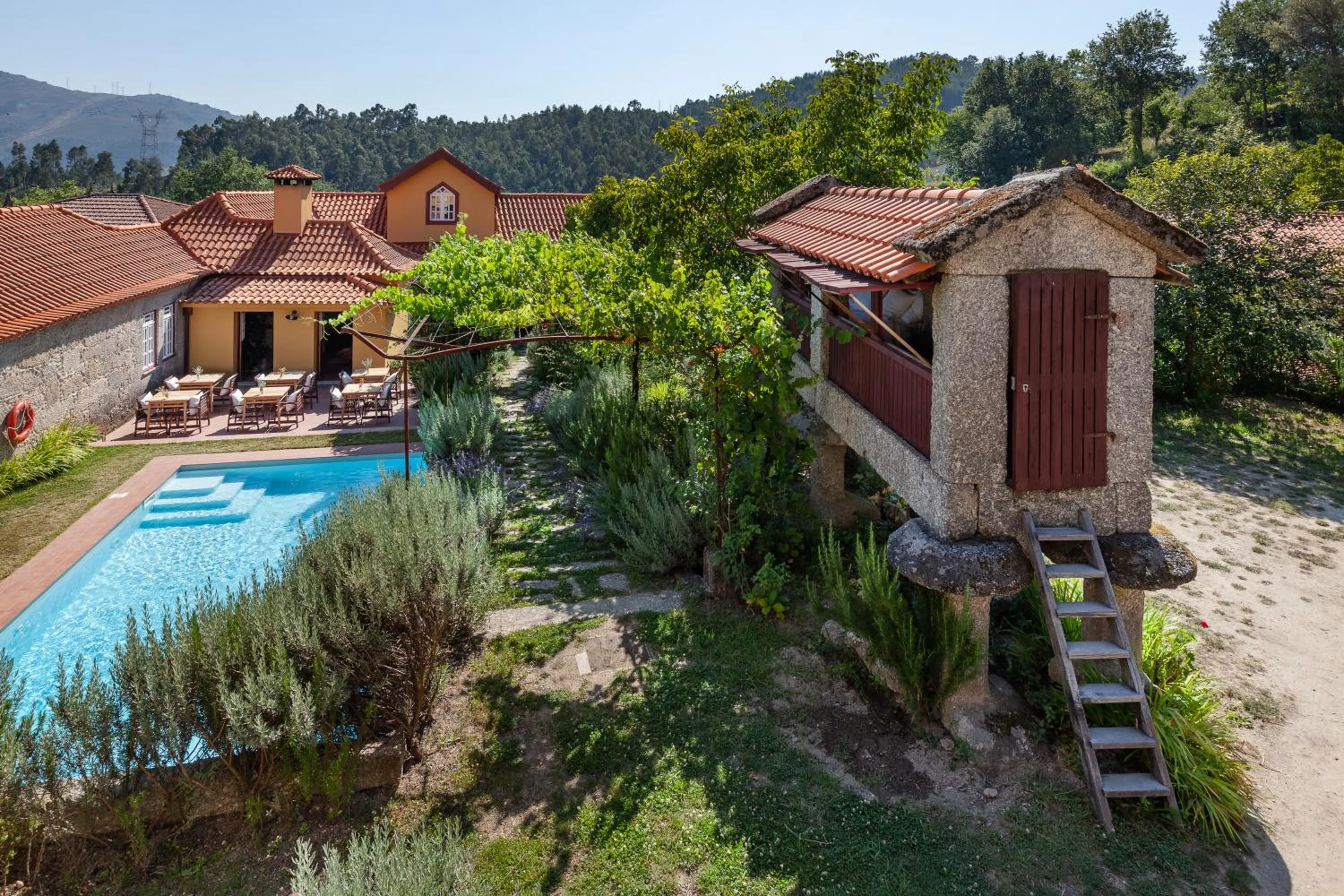 Pool view in Casa do Eido - sustainable living & nature experiences Gerês