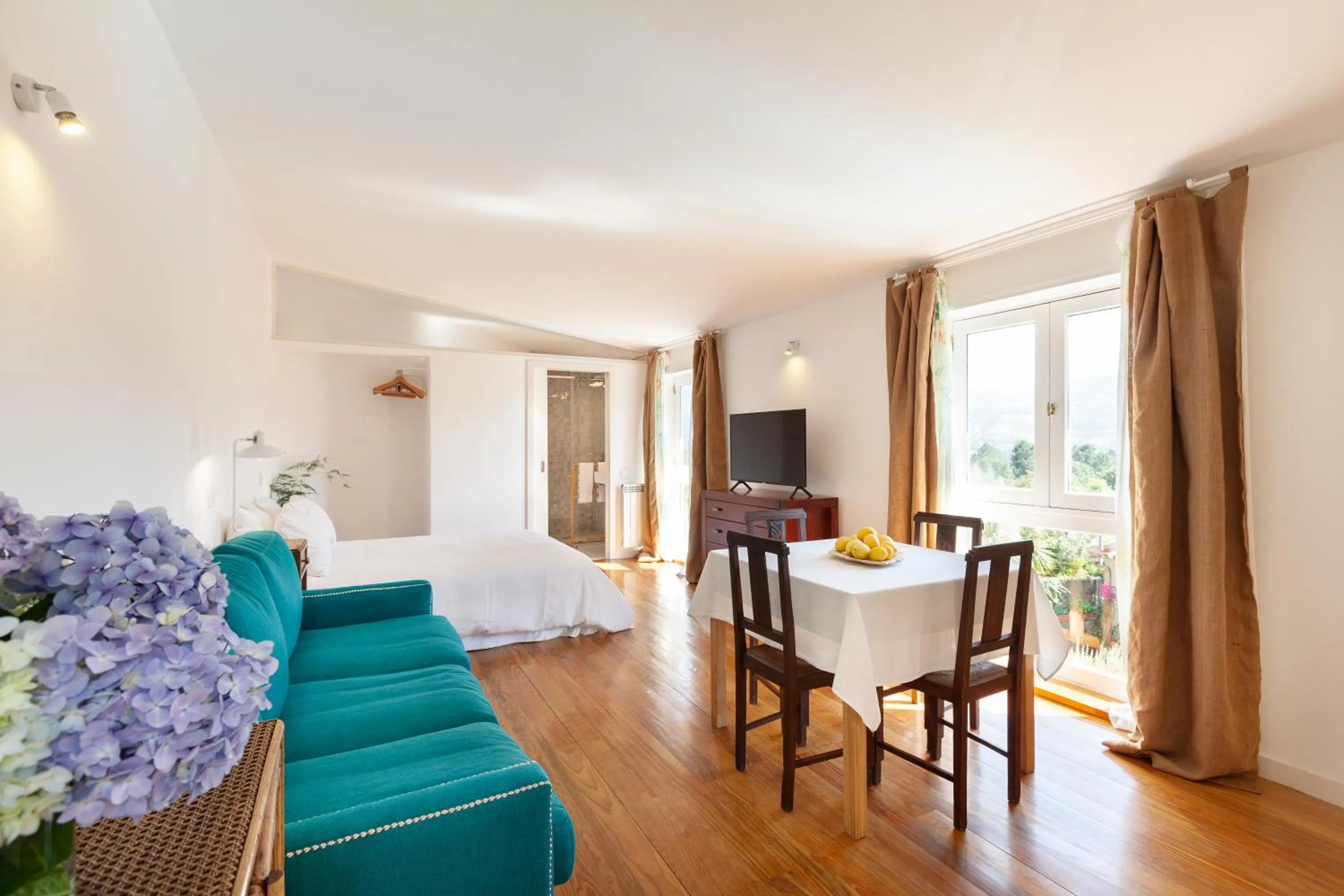 Living room, Bed in Casa do Eido - sustainable living & nature experiences Gerês