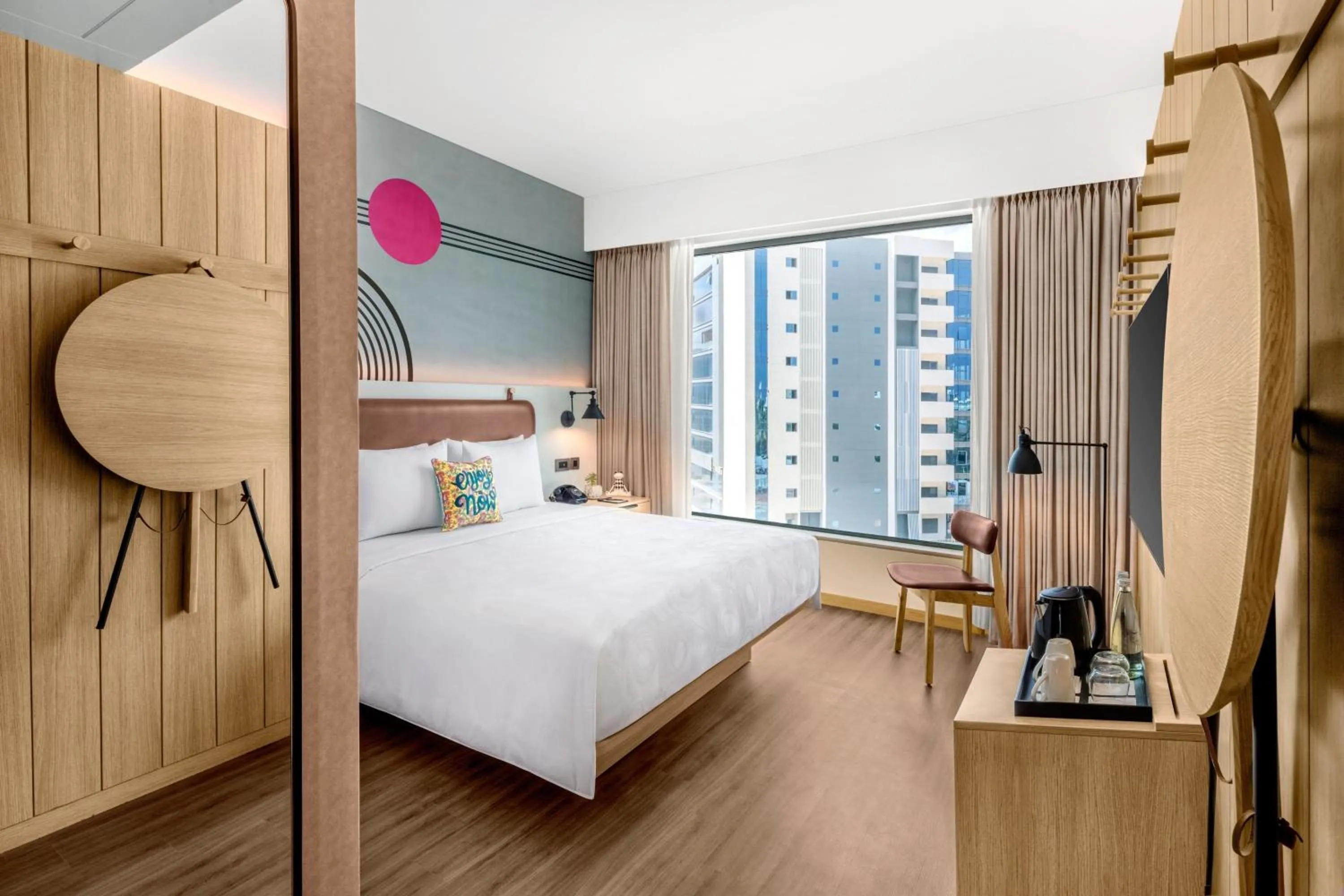 Photo of the whole room, Bed in Moxy Bengaluru Airport Prestige Tech Cloud