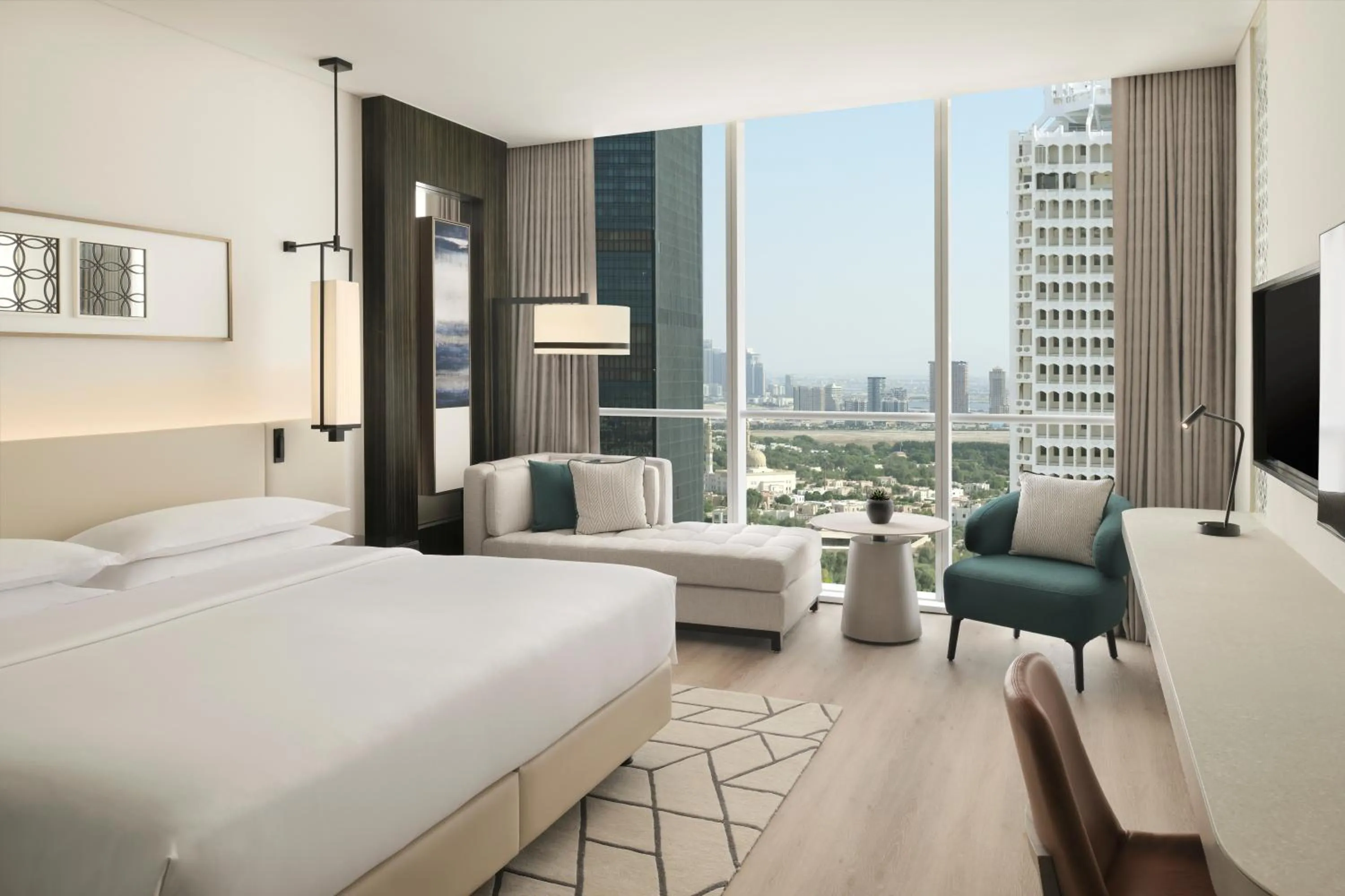 View (from property/room), Bed in Sheraton Grand Hotel, Dubai