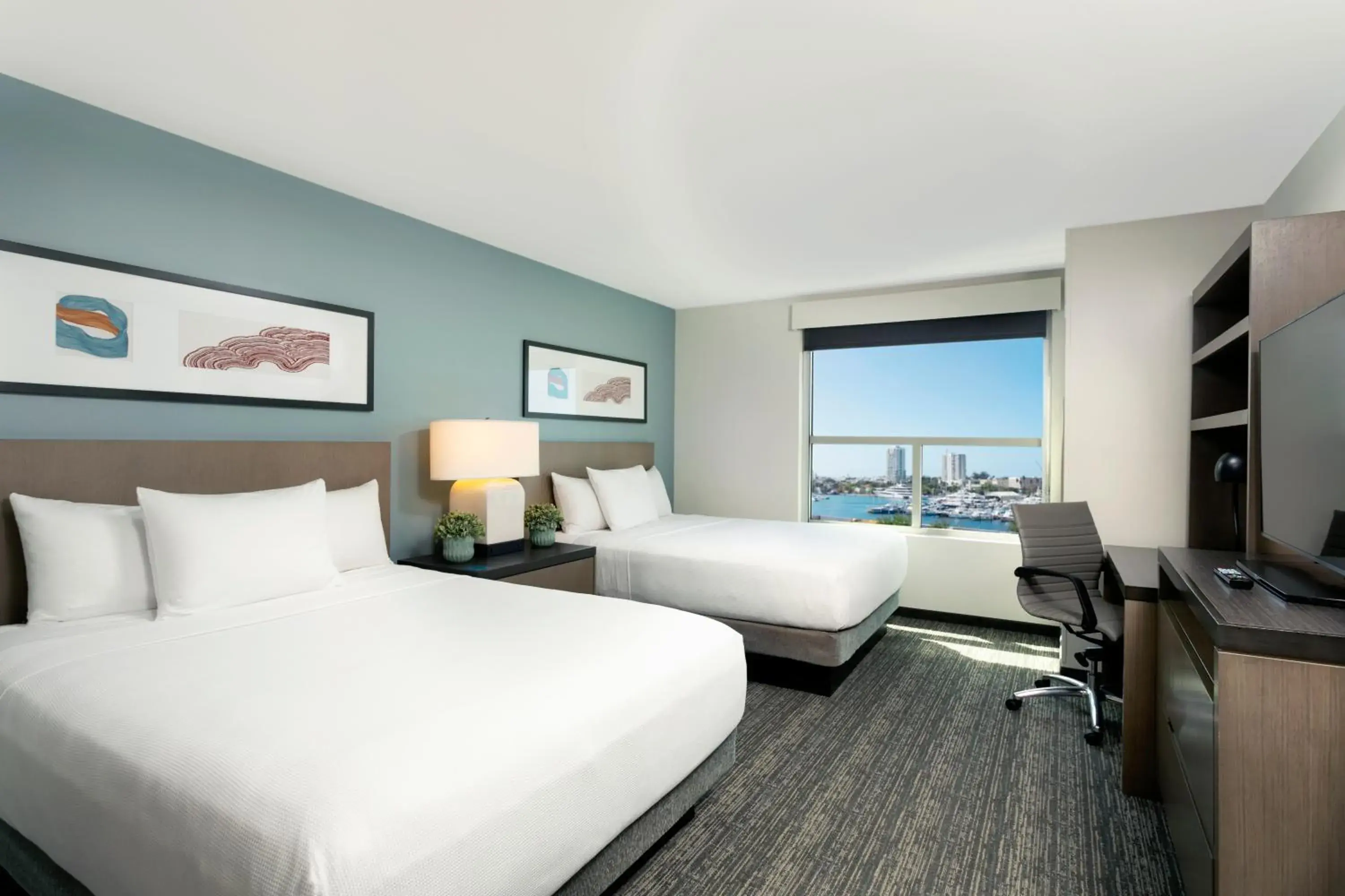 Den Guest Room with Two Queen Beds and Bay View in Hyatt House San Juan Den Guest Room with Two Queen Beds and Bay View in Hyatt House San Juan