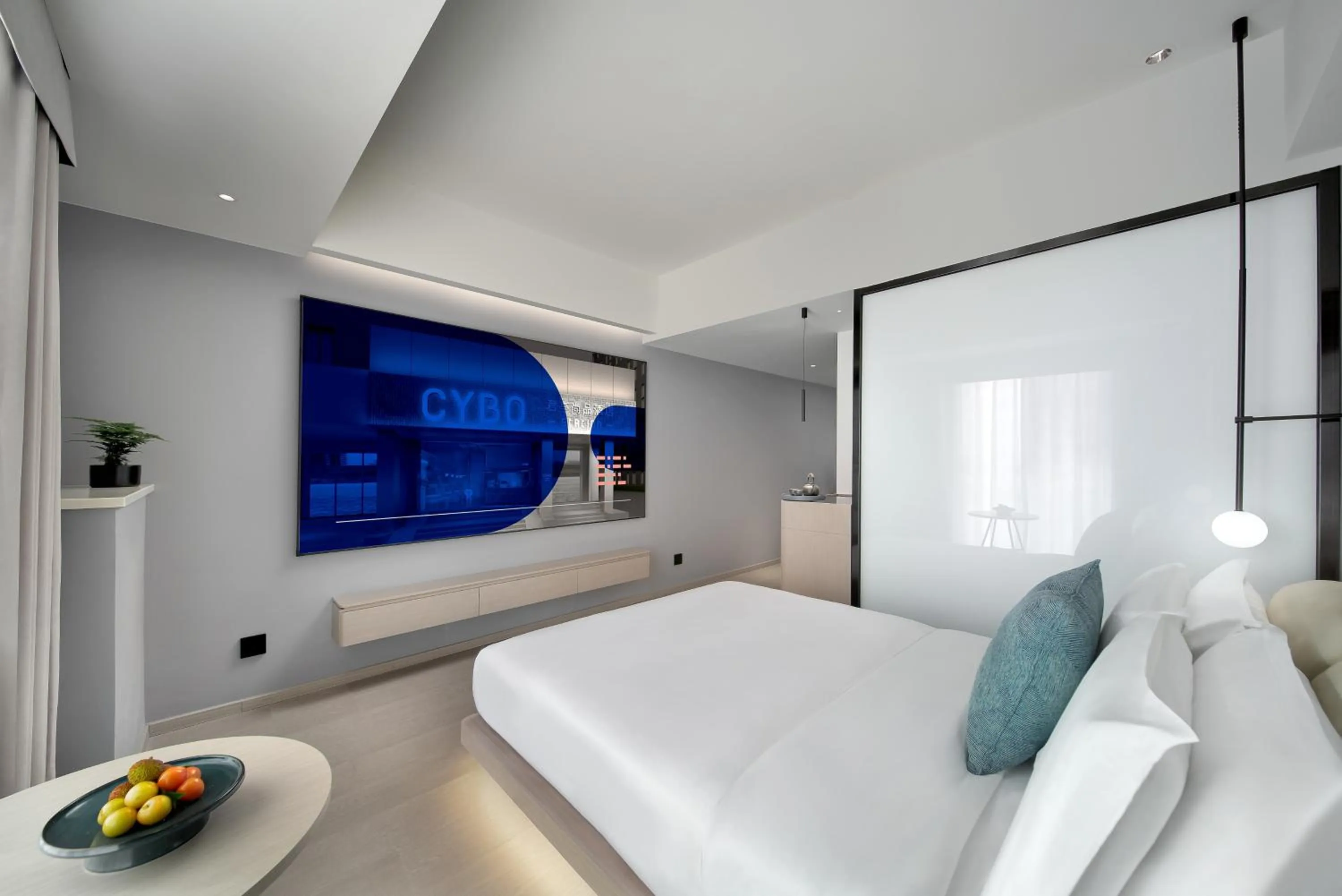 Bedroom, Bed in CYBO Station SSAW Shangpin Hotel Luohu Shenzhen