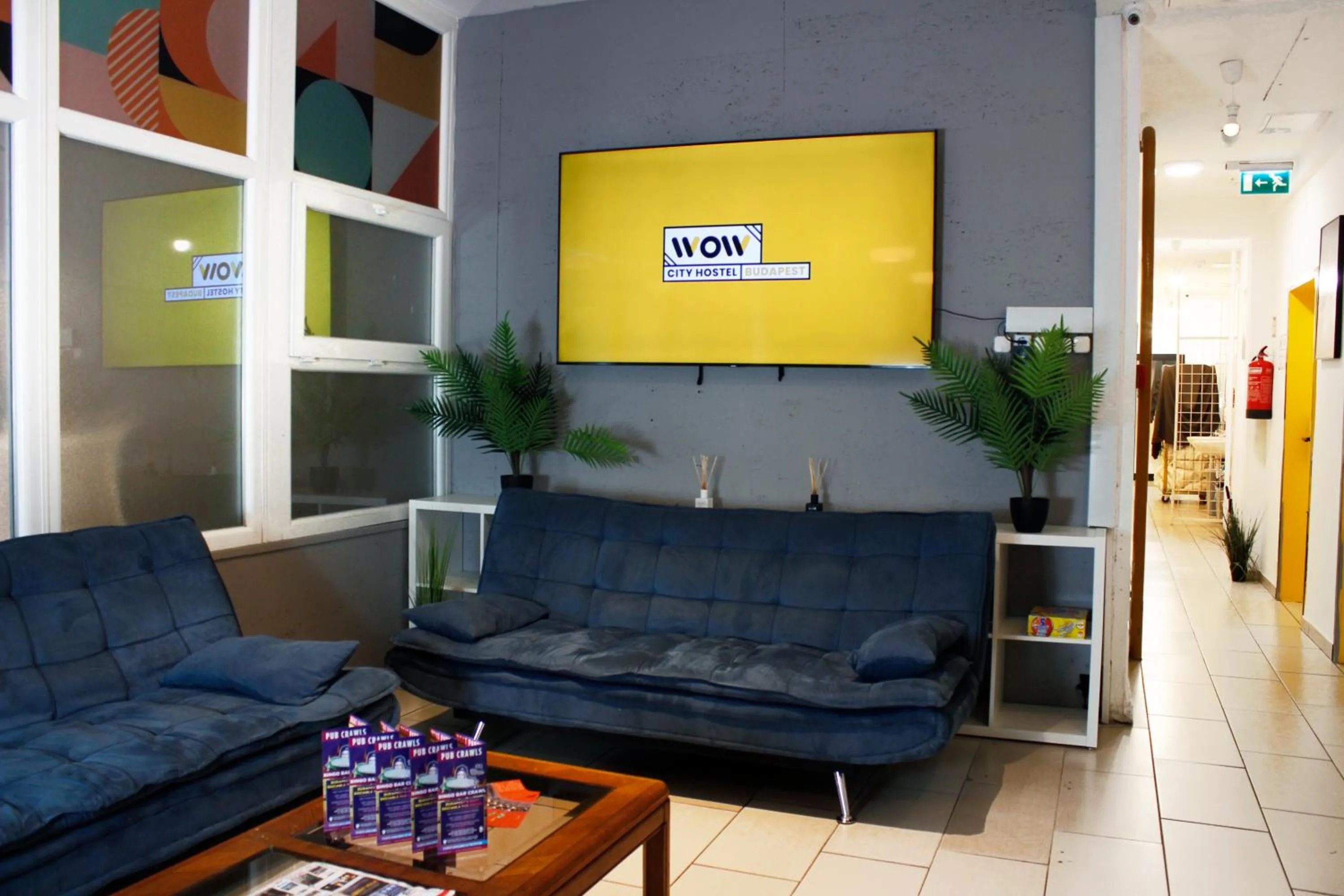 Communal lounge/ TV room in Absolut City Hostel Budapest