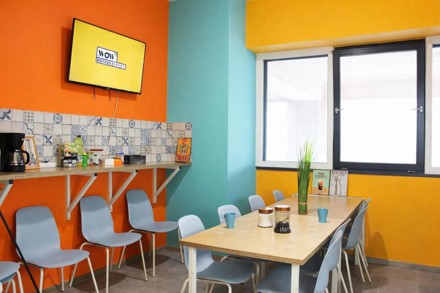 Communal kitchen in WOW City Hostel